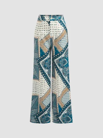Pantalons Boho Paisley à Jambes Larges