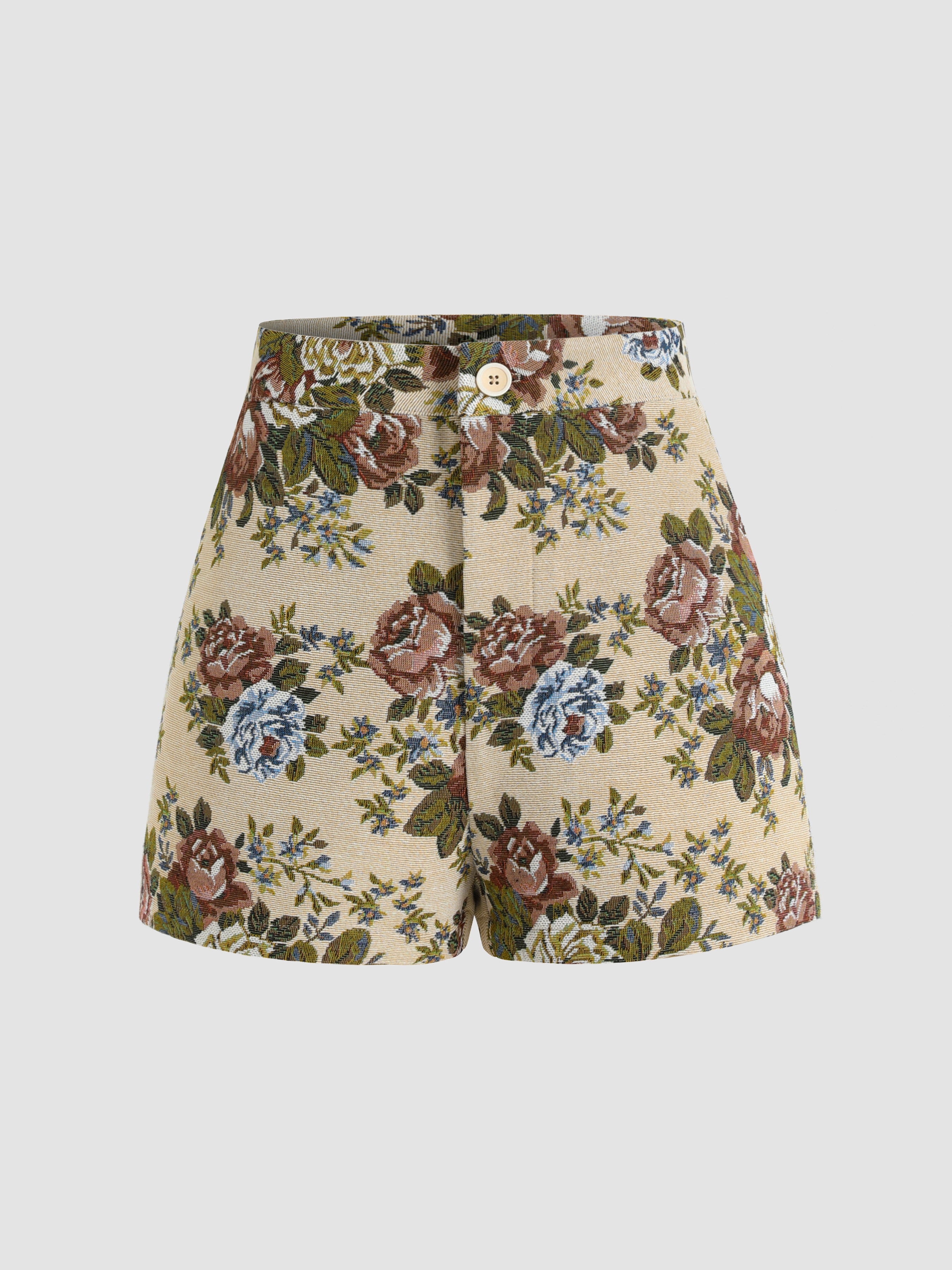 Floral Jacquard Mini Shorts - Cider