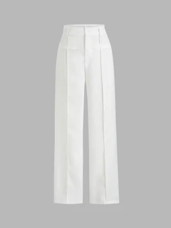 Solid Stitch Straight Leg Trousers