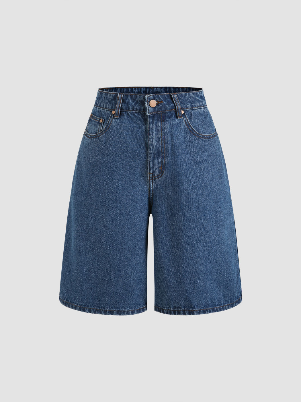 Denim-Midi-Shorts mit Reißverschluss
