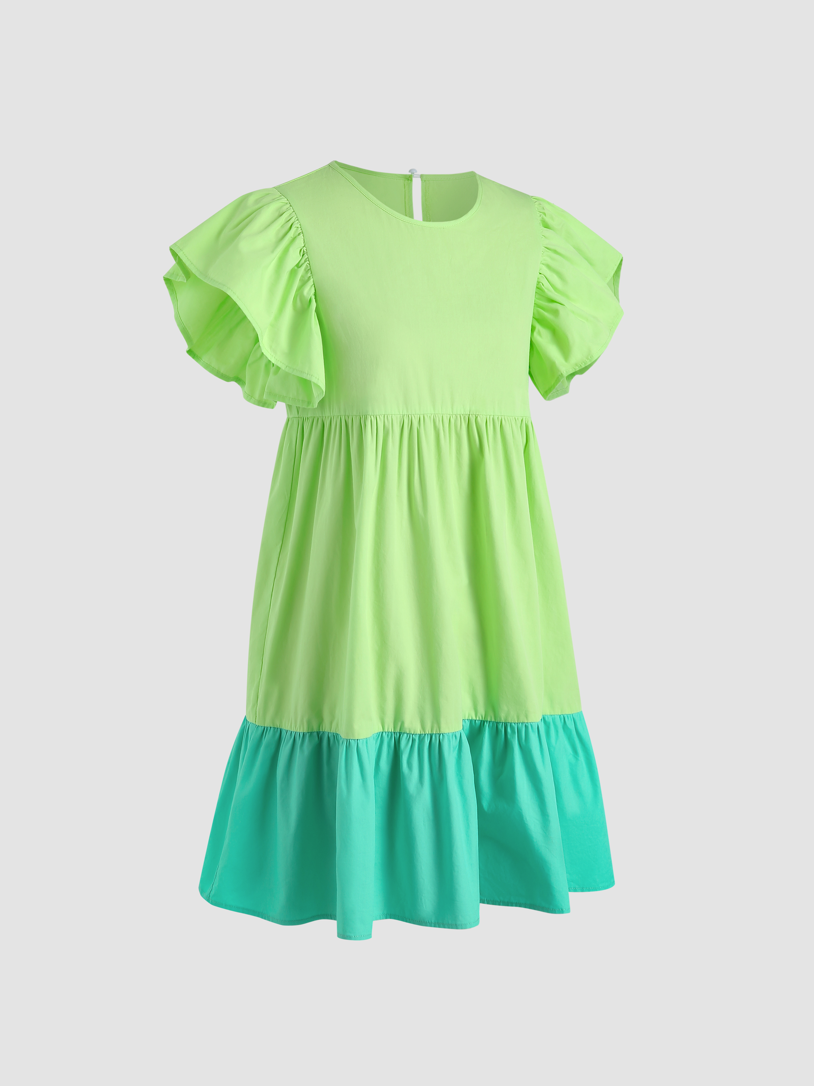 Ruffle Color Block Babydoll Dress Cider