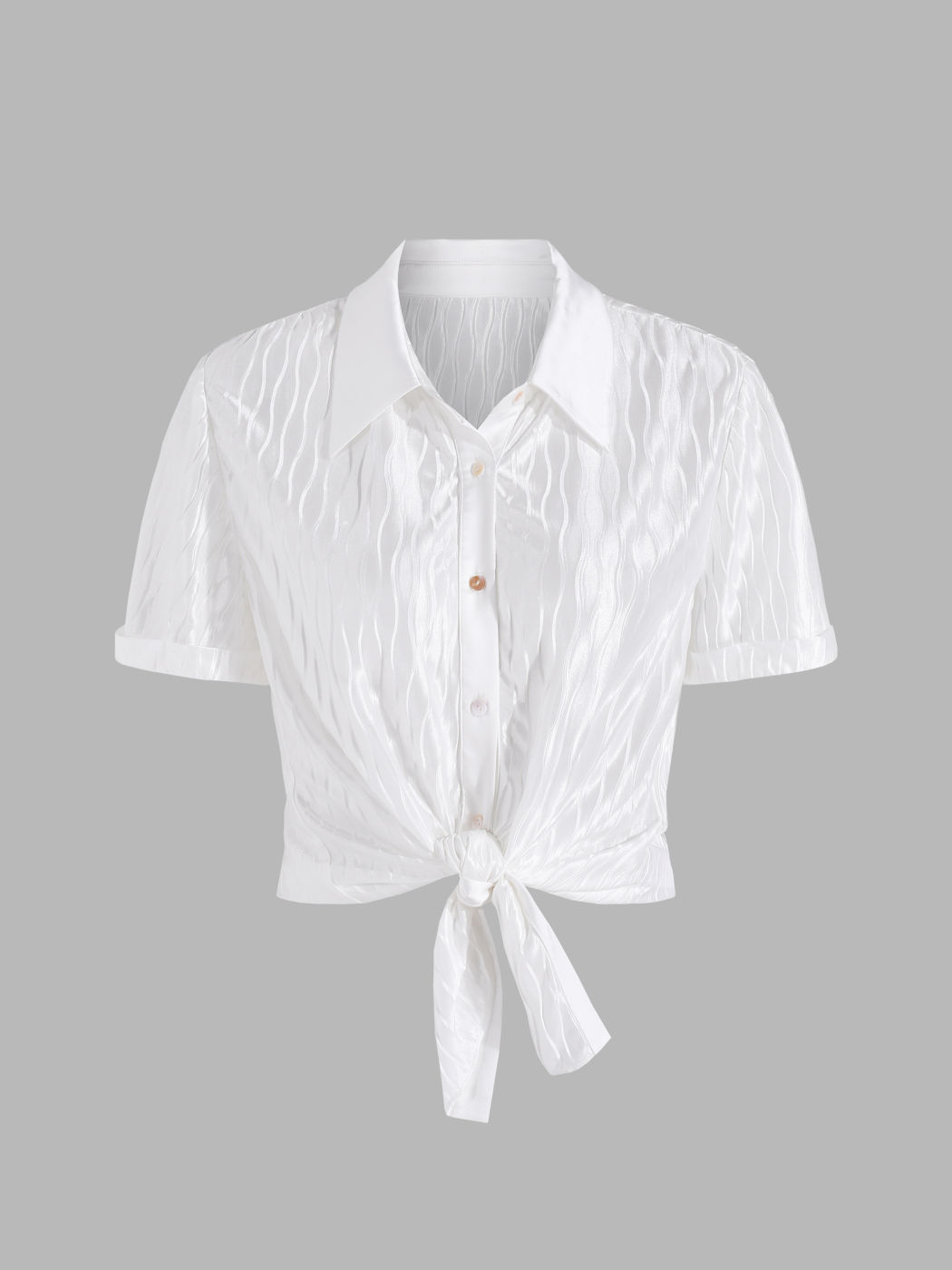 Collar Button Knotted Blouse