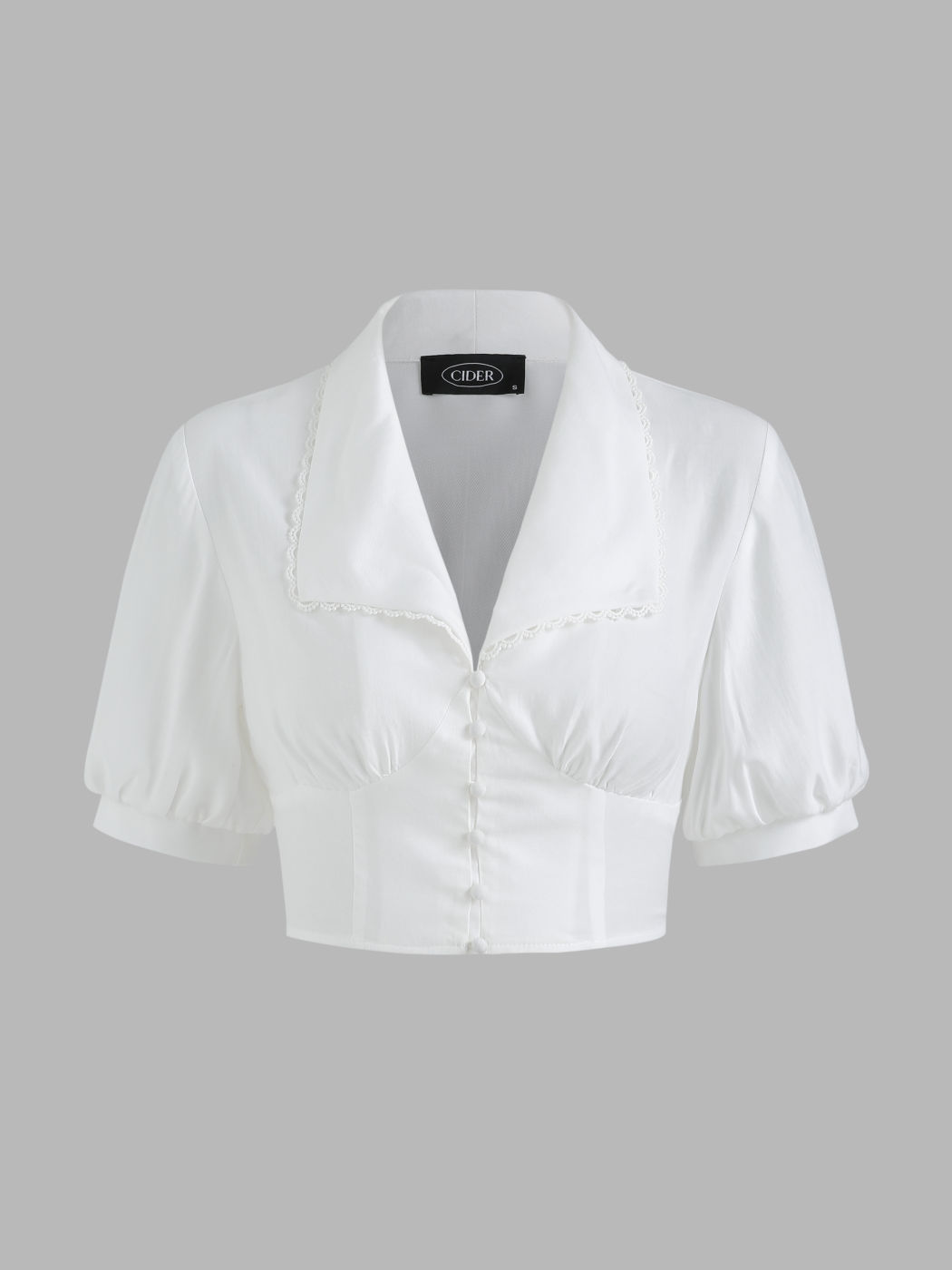 Crop-Bluse mit fester Spitze