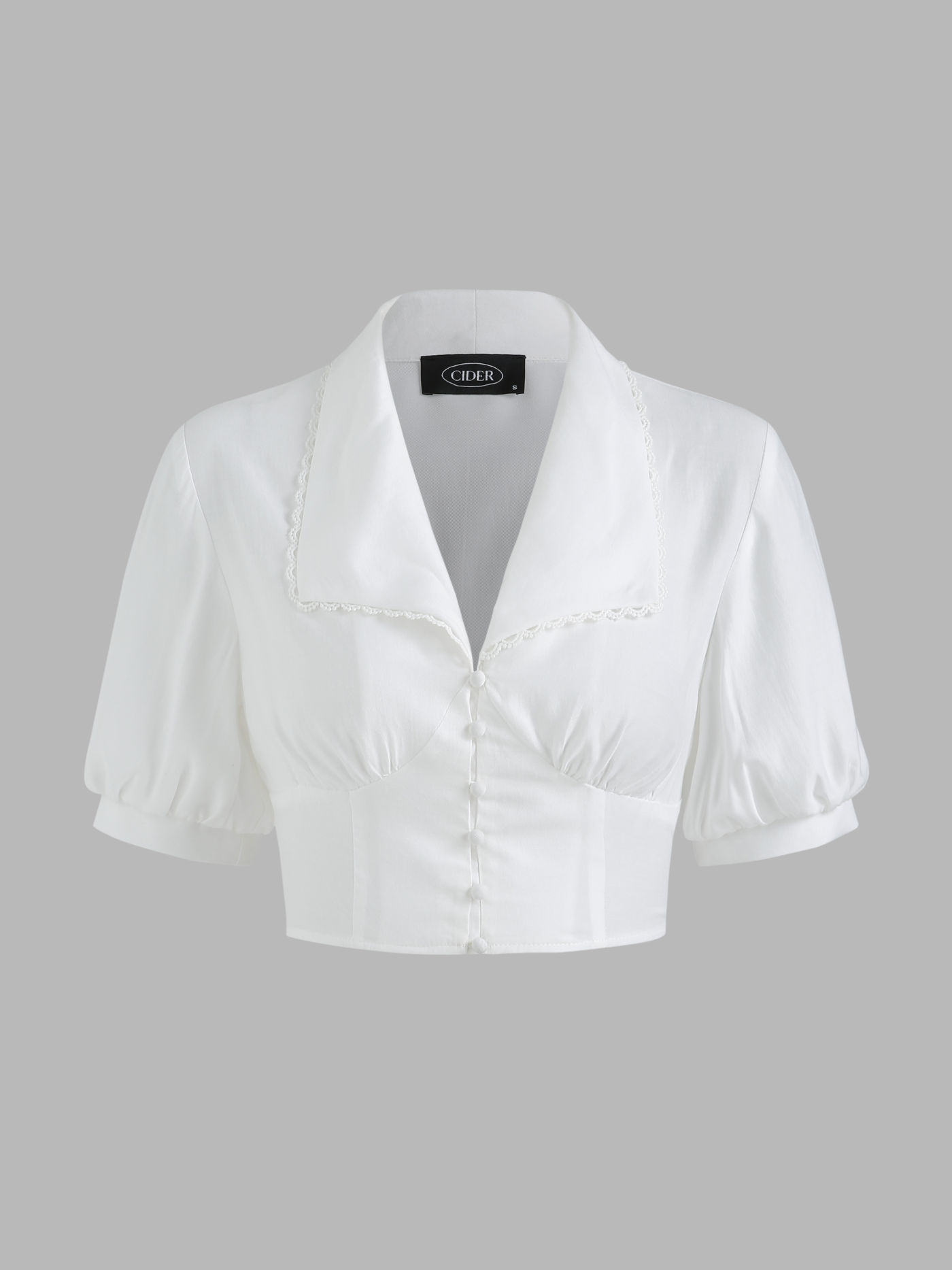 Solid Lace Crop Blouse