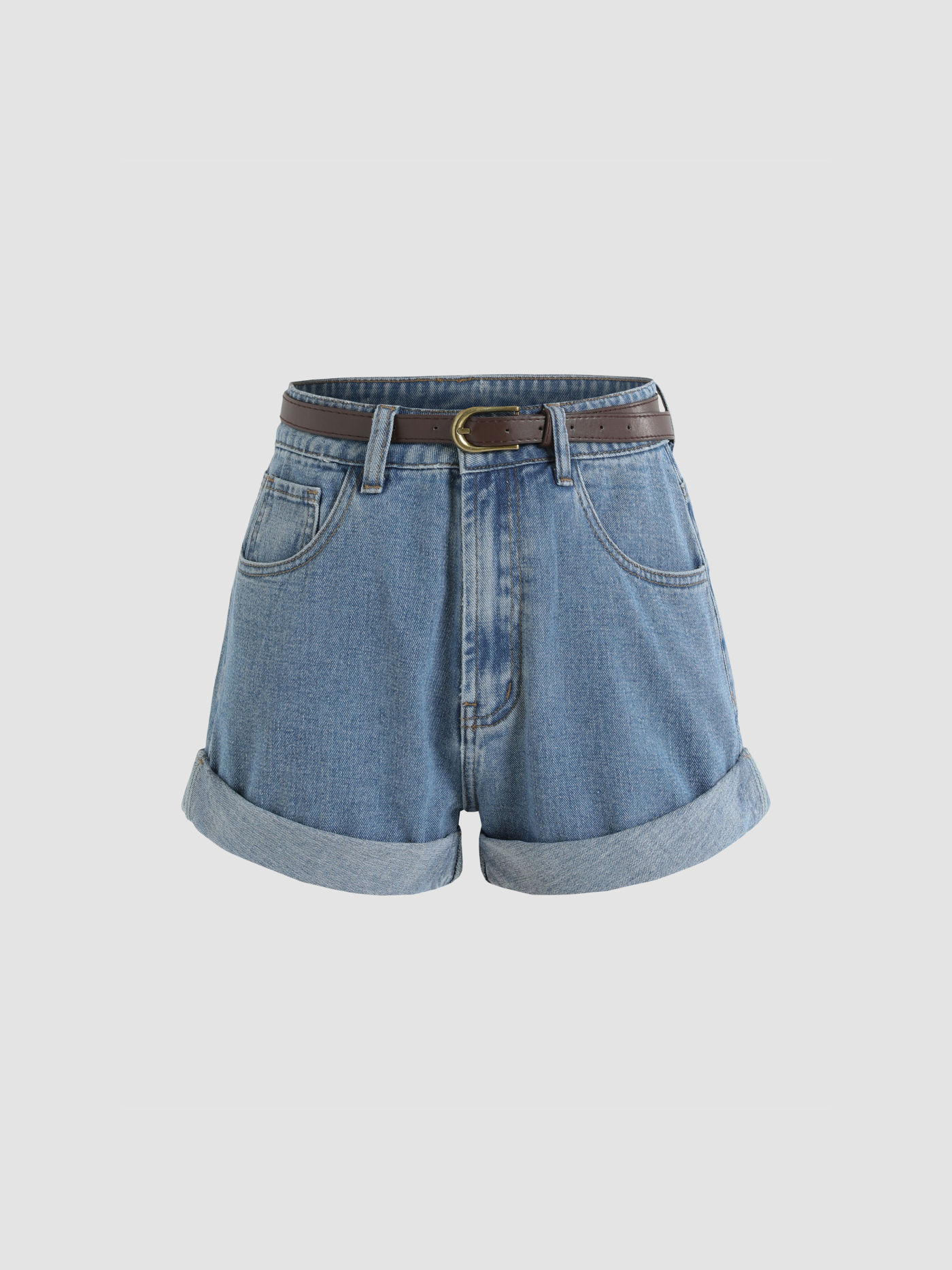 Denim Shorts With Belt