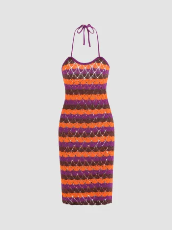 Figurbetontes Minikleid mit Farbstreifen