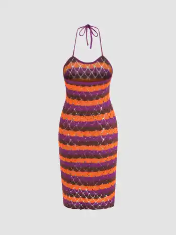 Figurbetontes Minikleid mit Farbstreifen