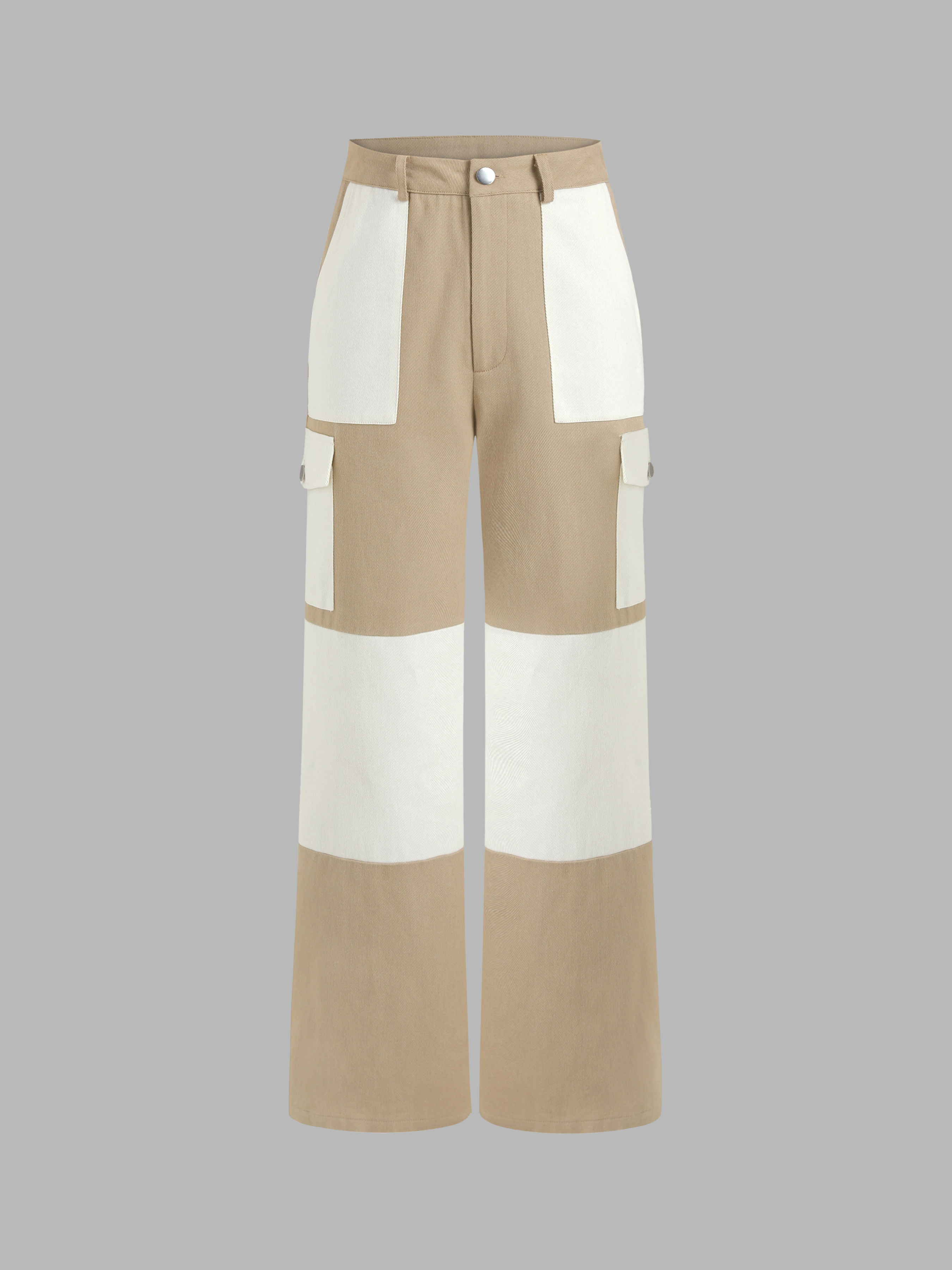 【BeDevil】Banding Color Block Cargo Pants Color Block Slant Cargo Pants For Vacation