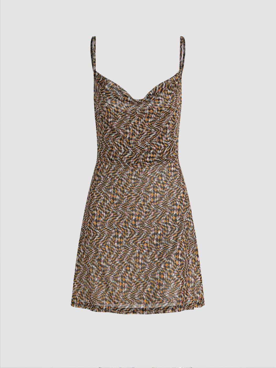 Geometric Print Mesh Mini Dress