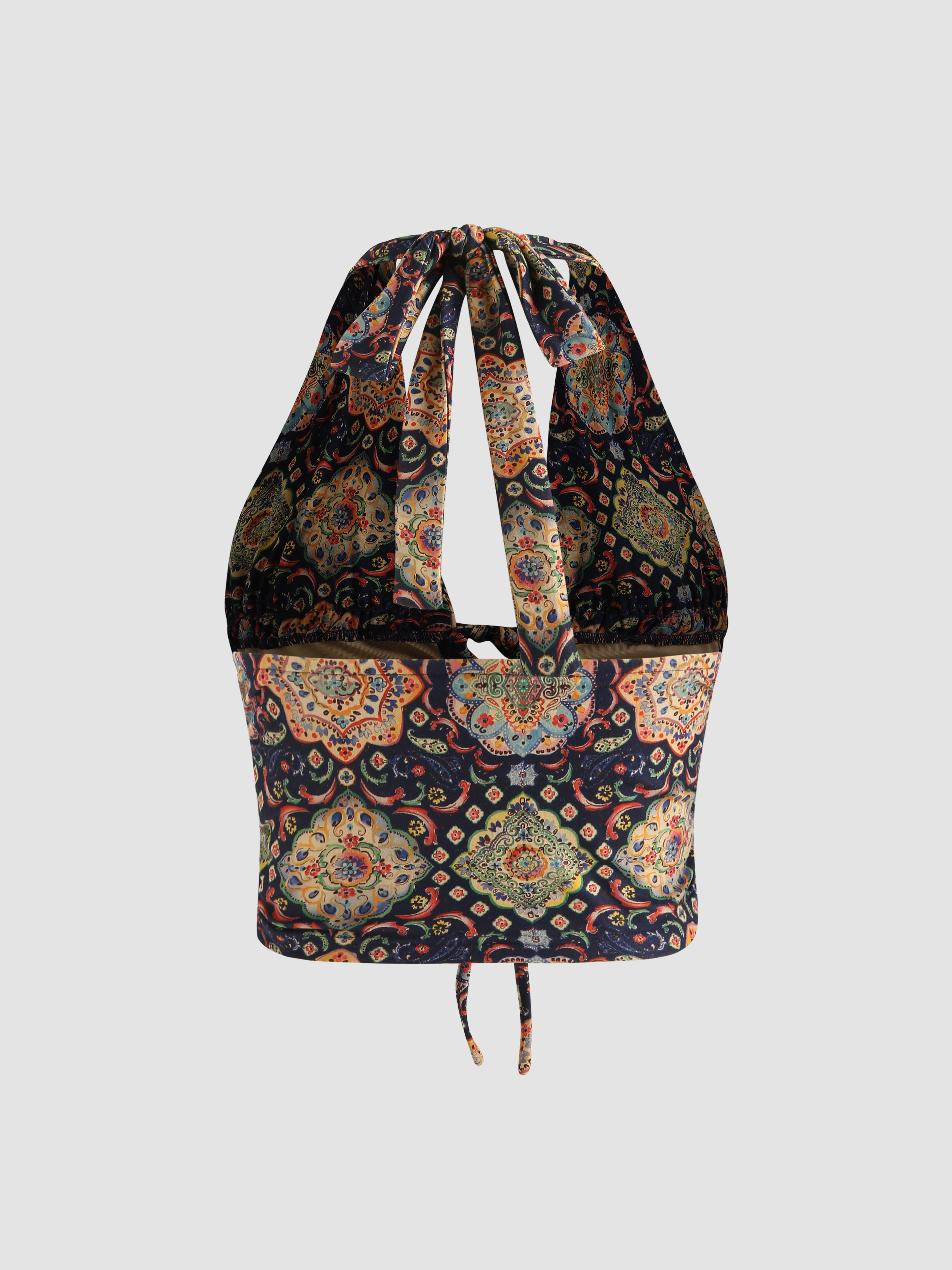 Boho Paisley Halter Tank Top - Cider