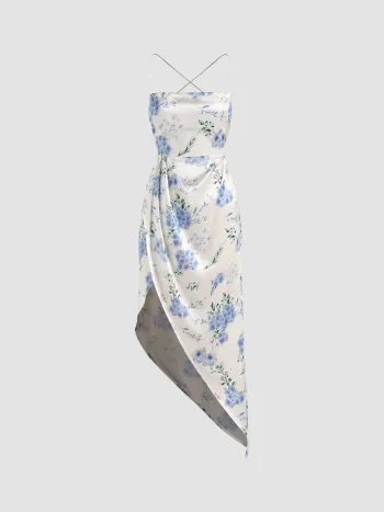 Aquarell Blumen rückenfreies Maxikleid