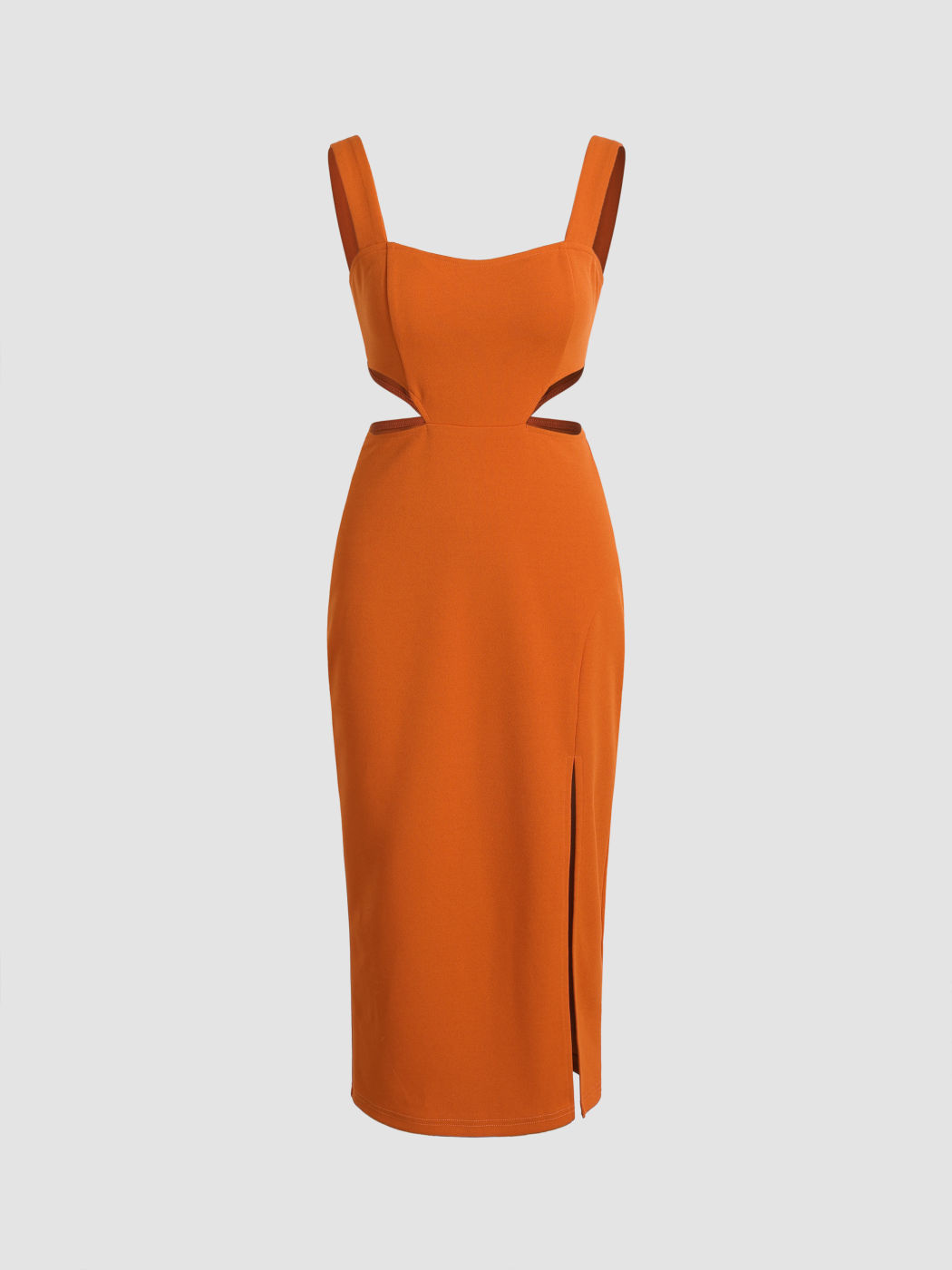 Solid Cut Out Midi Dress