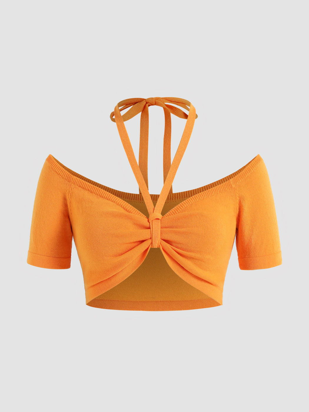 Top corto con cavezza in maglia solida