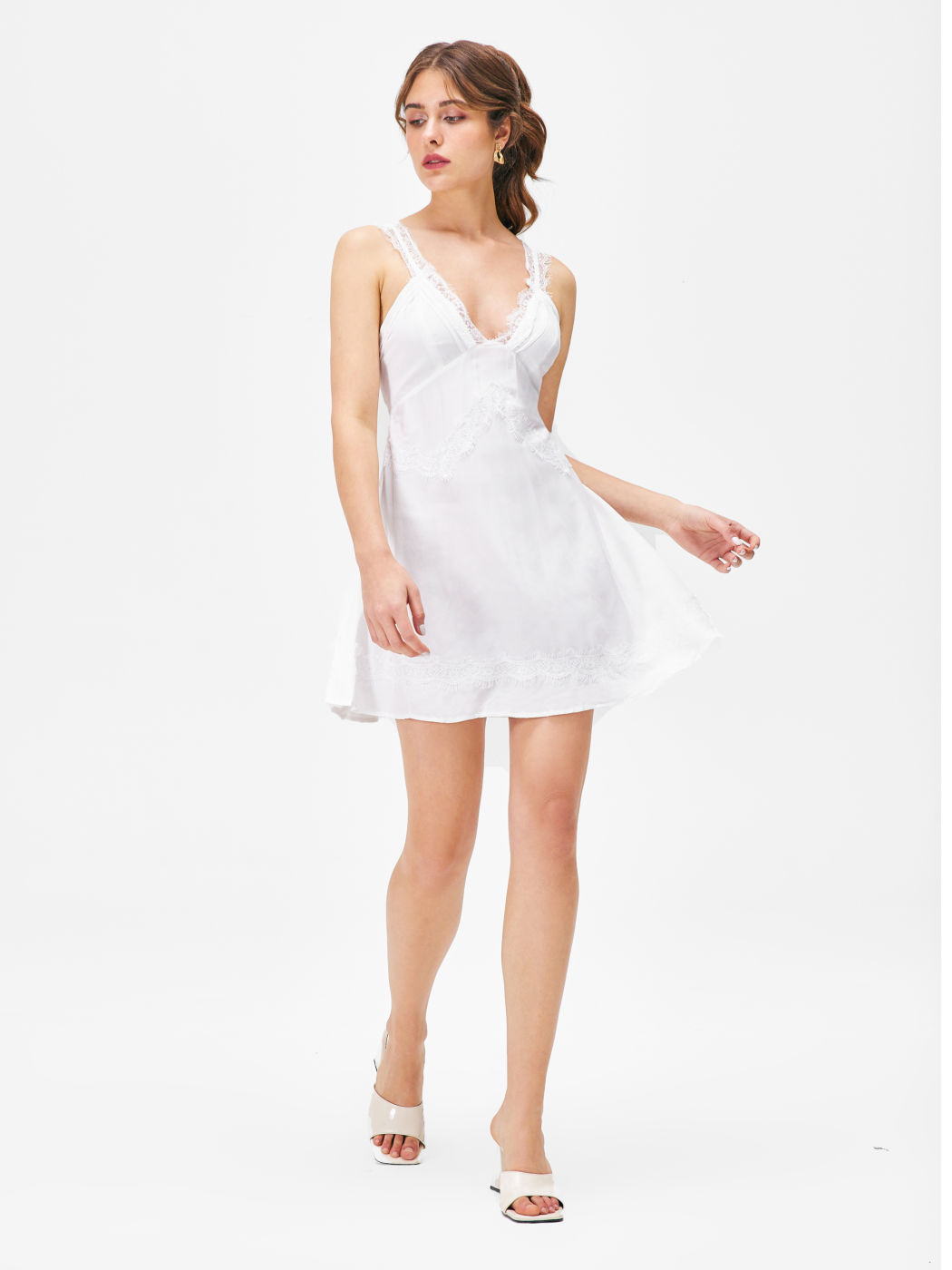 Hoco Dress Solid Lace Babydoll Cami Dress