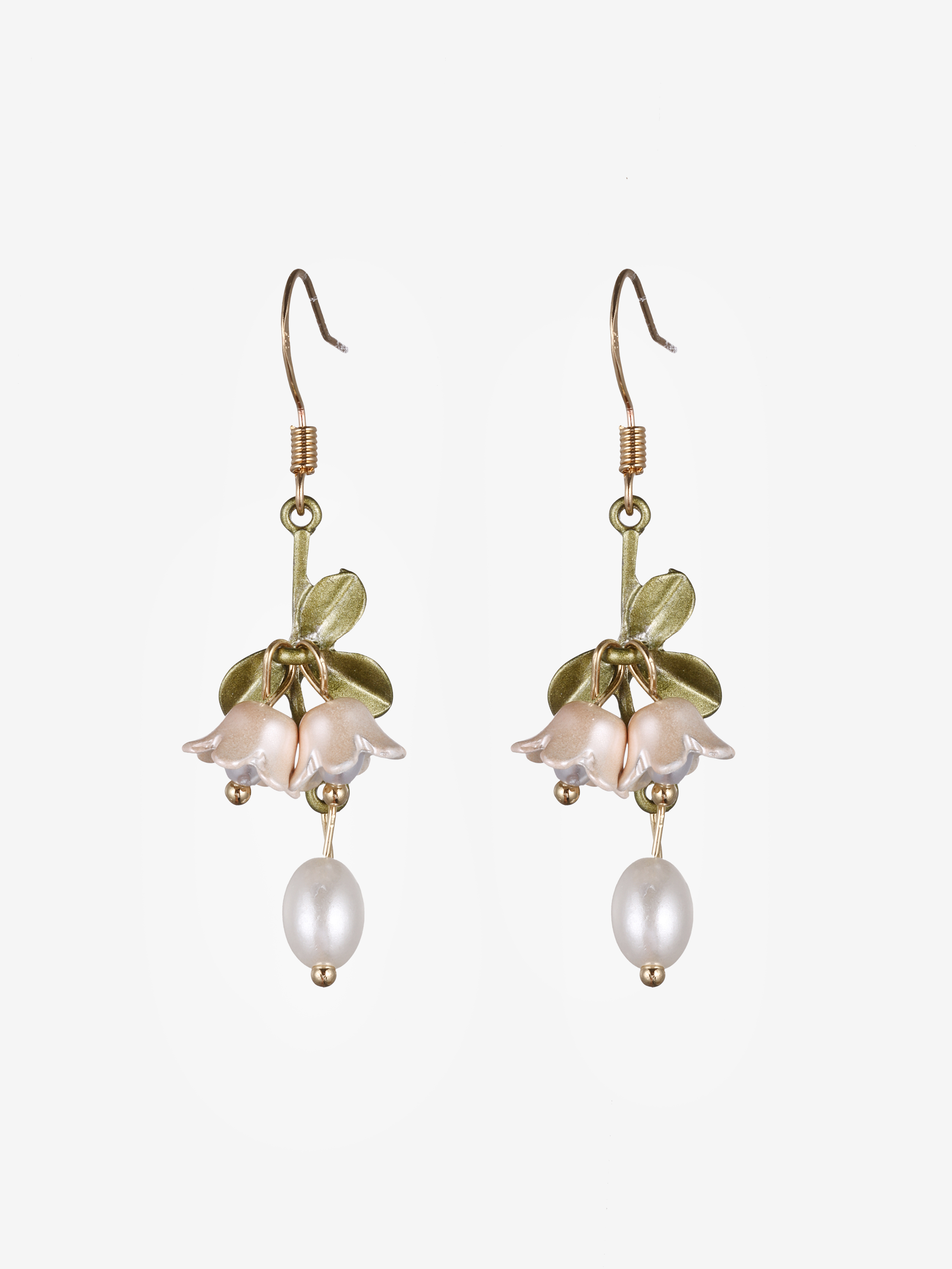 Flower Decor Faux Pearl Drop Earrings
