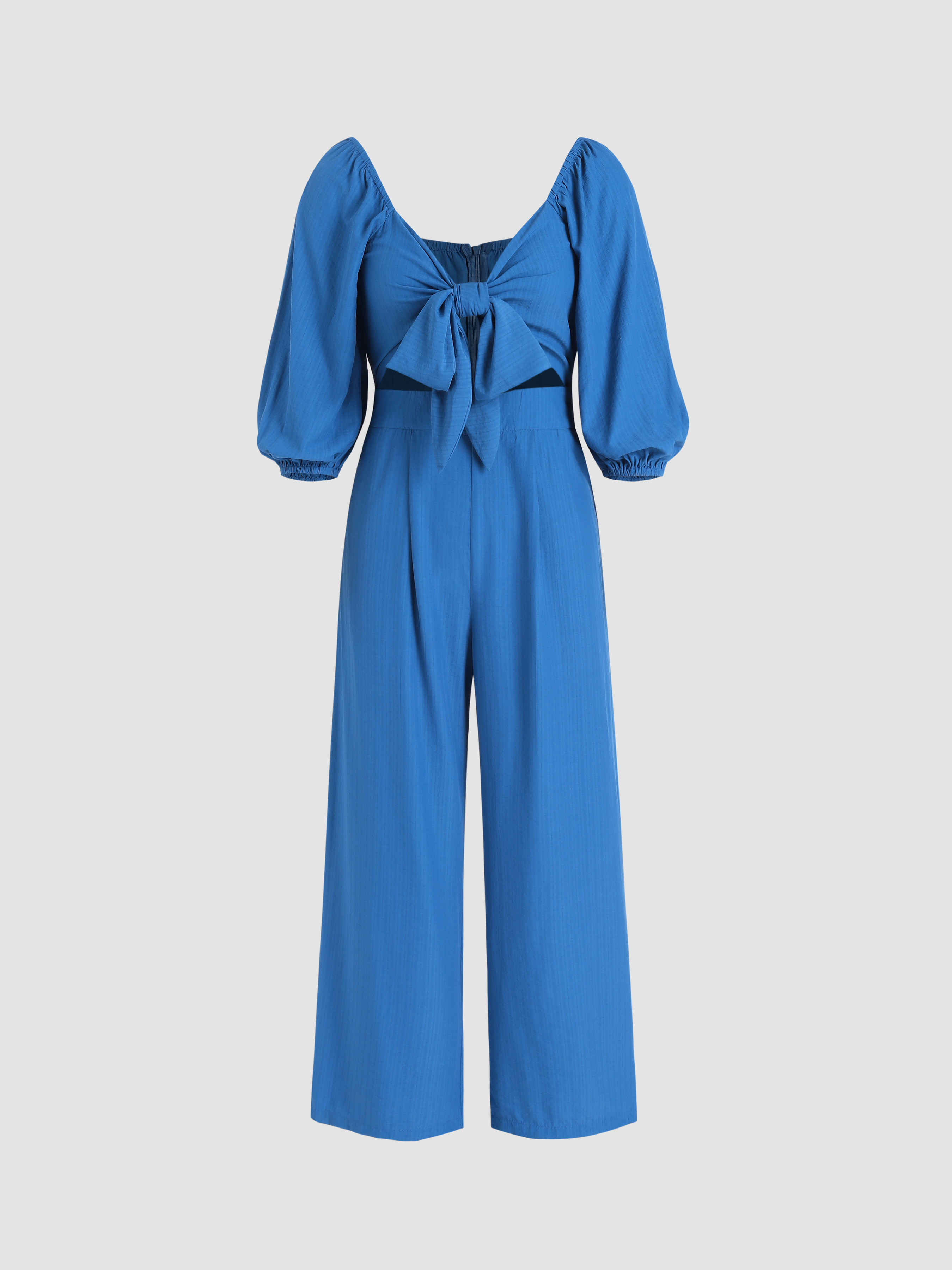Solid Bow Cut Out Jumpsuit - Cider