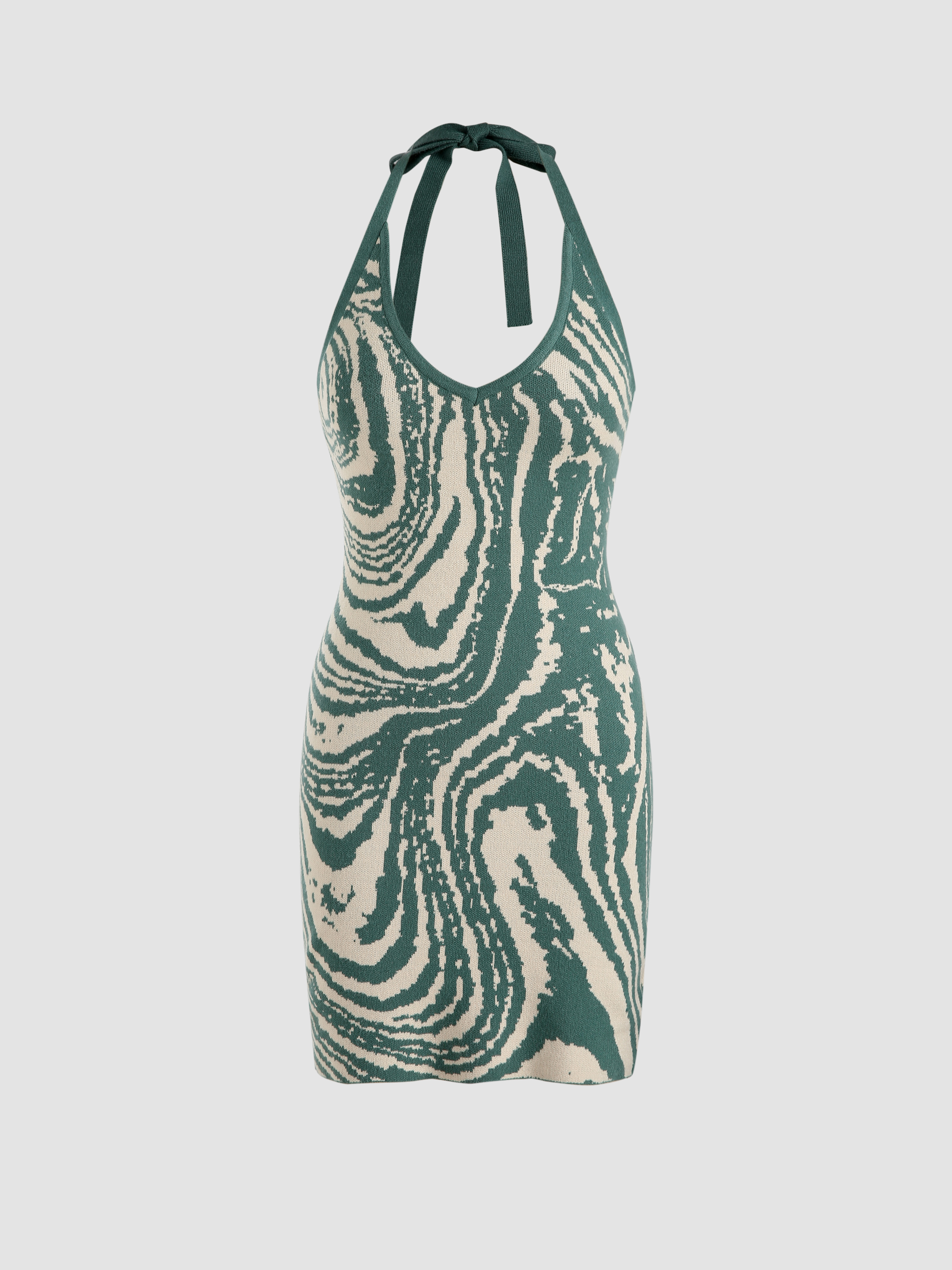 Knit Swirl Print Bodycon Dress Cider