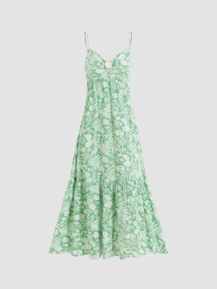 Balmain Green Dress H And M Tropical Floral Maxi Dress For Daily Casual Date