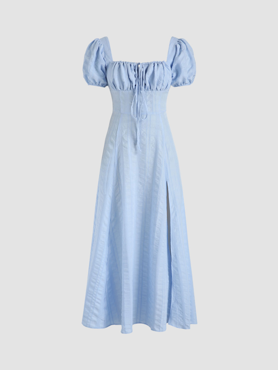 Midikleid mit fester Struktur und eckigem Ausschnitt