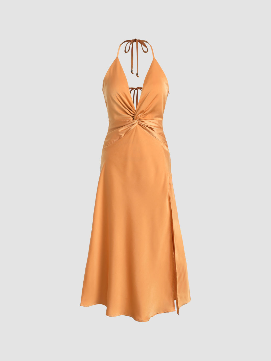 Solid Satin Midi Dress