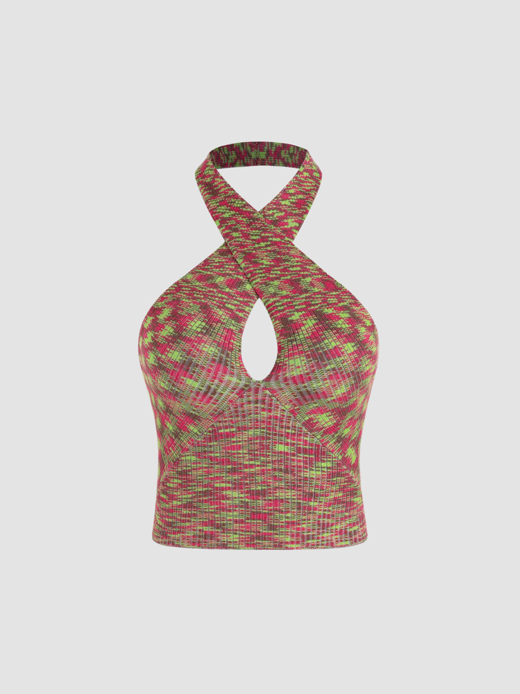 Criss Cross Knit Crop Halter Top