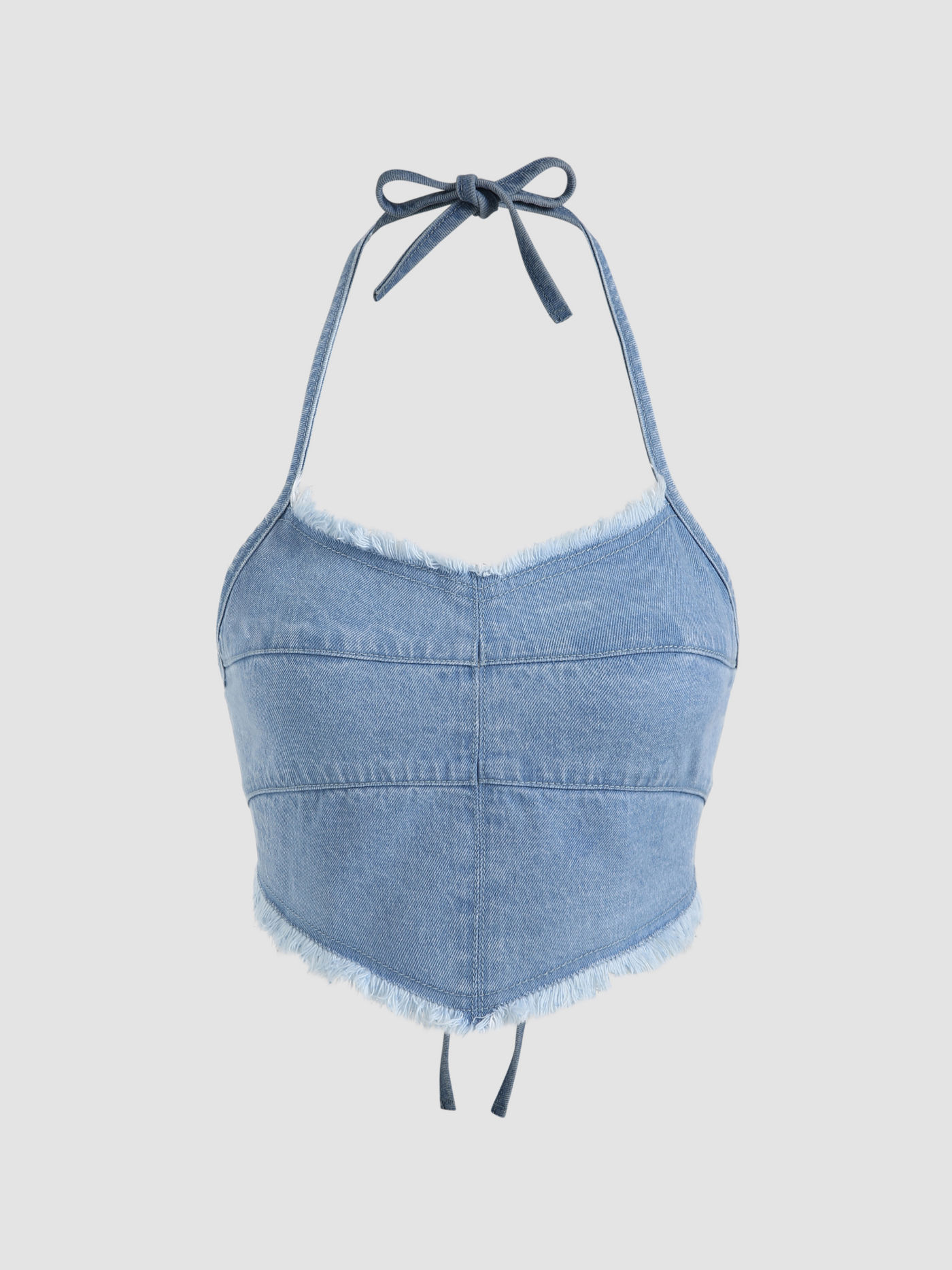 Denim Crop Halter Top