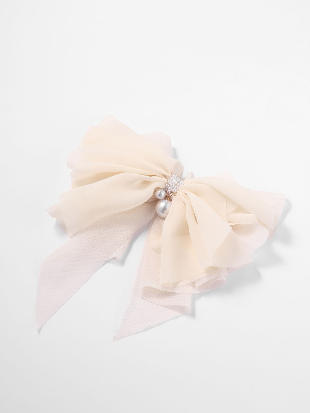 Faux Pearl Decor Bow Hair Clip