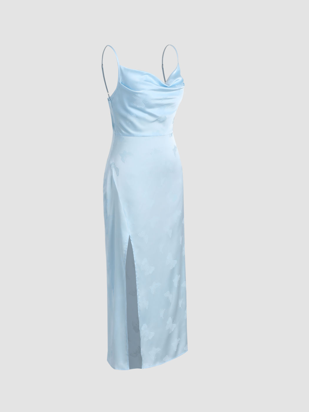 Midikleid mit Wasserfallausschnitt und Schmetterlingsdruck