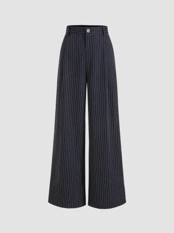 Pantalons à Jambe Large Rayés