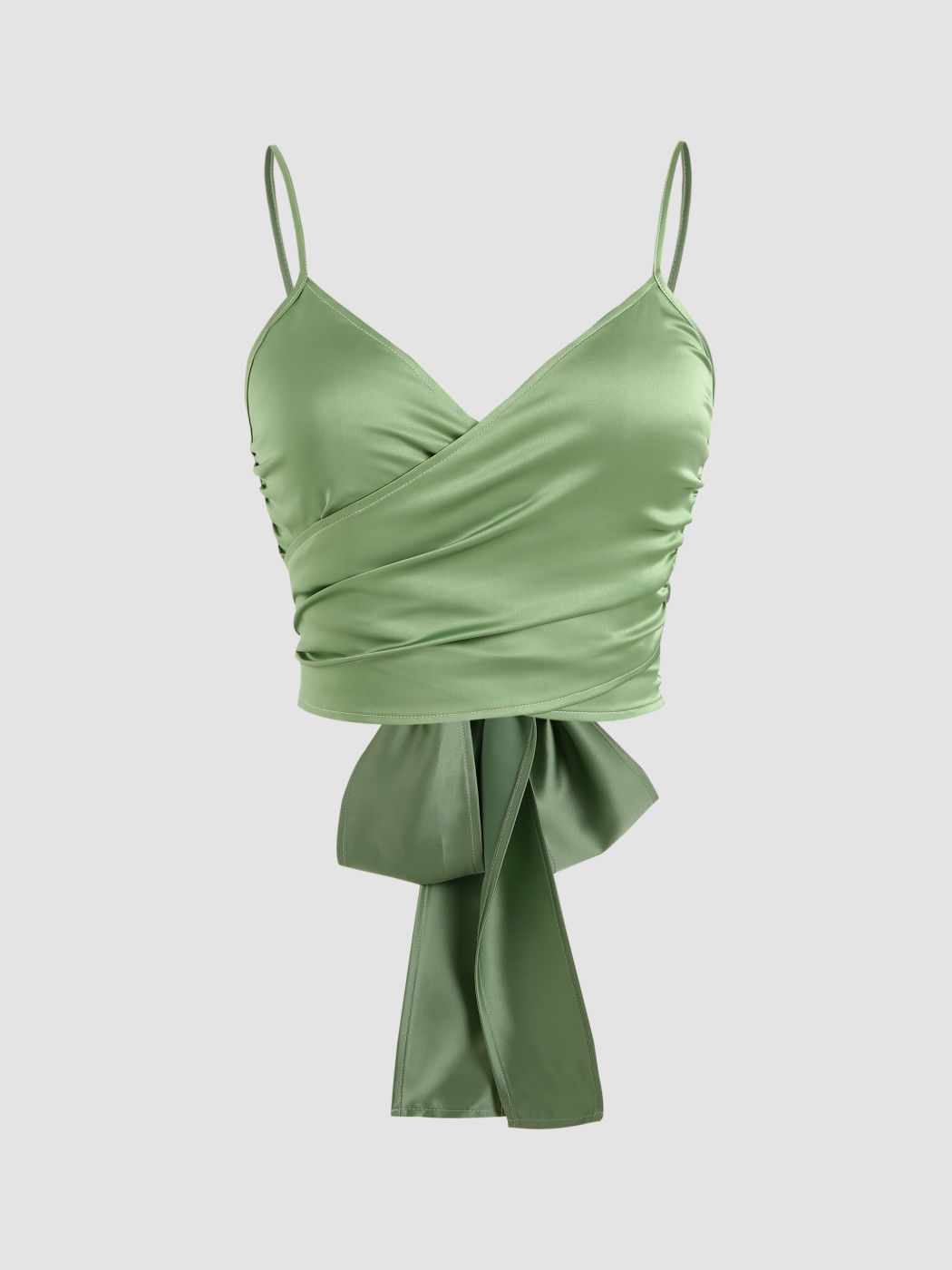 Canotta solida Cross Wrap Front Tie Back Crop