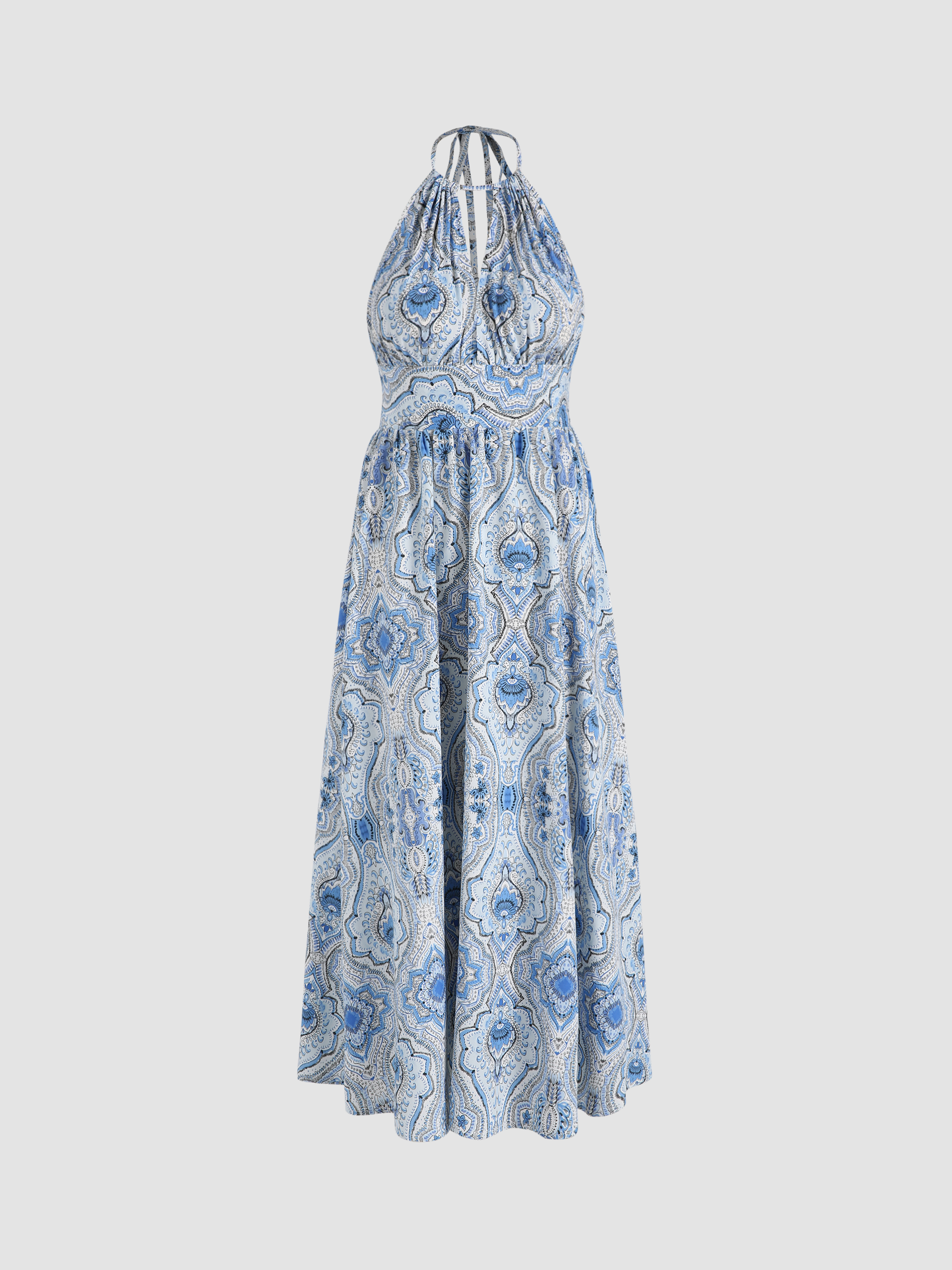Boho Paisley Backless Maxi Dress Cider