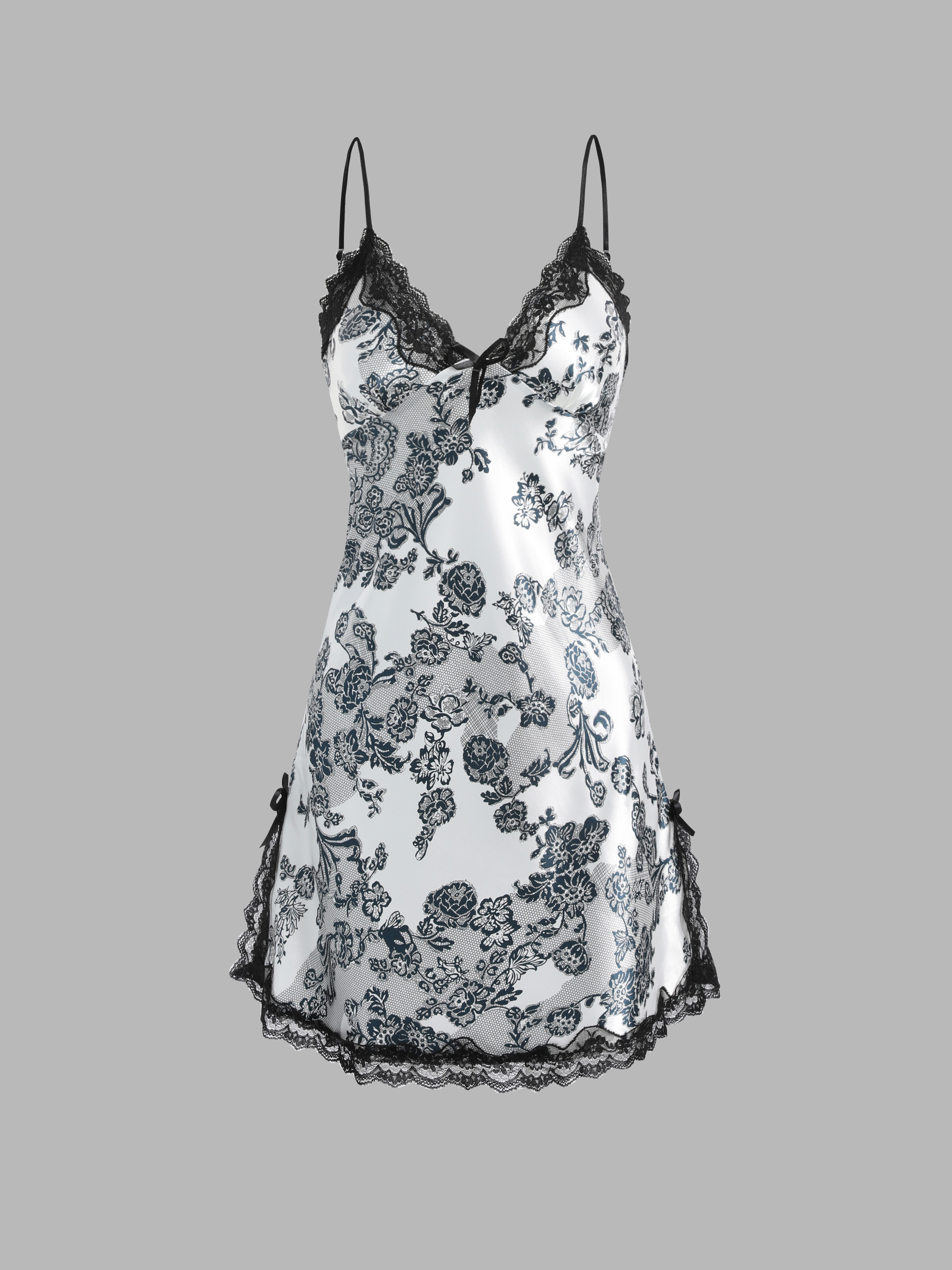 フローラルレーススリットミニワンピース - Cider フローラルレーススリットミニワンピース - Cider