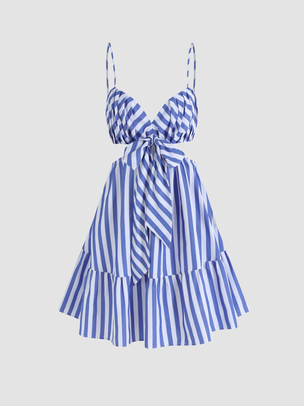 Striped Bow Cut Out Mini Dress