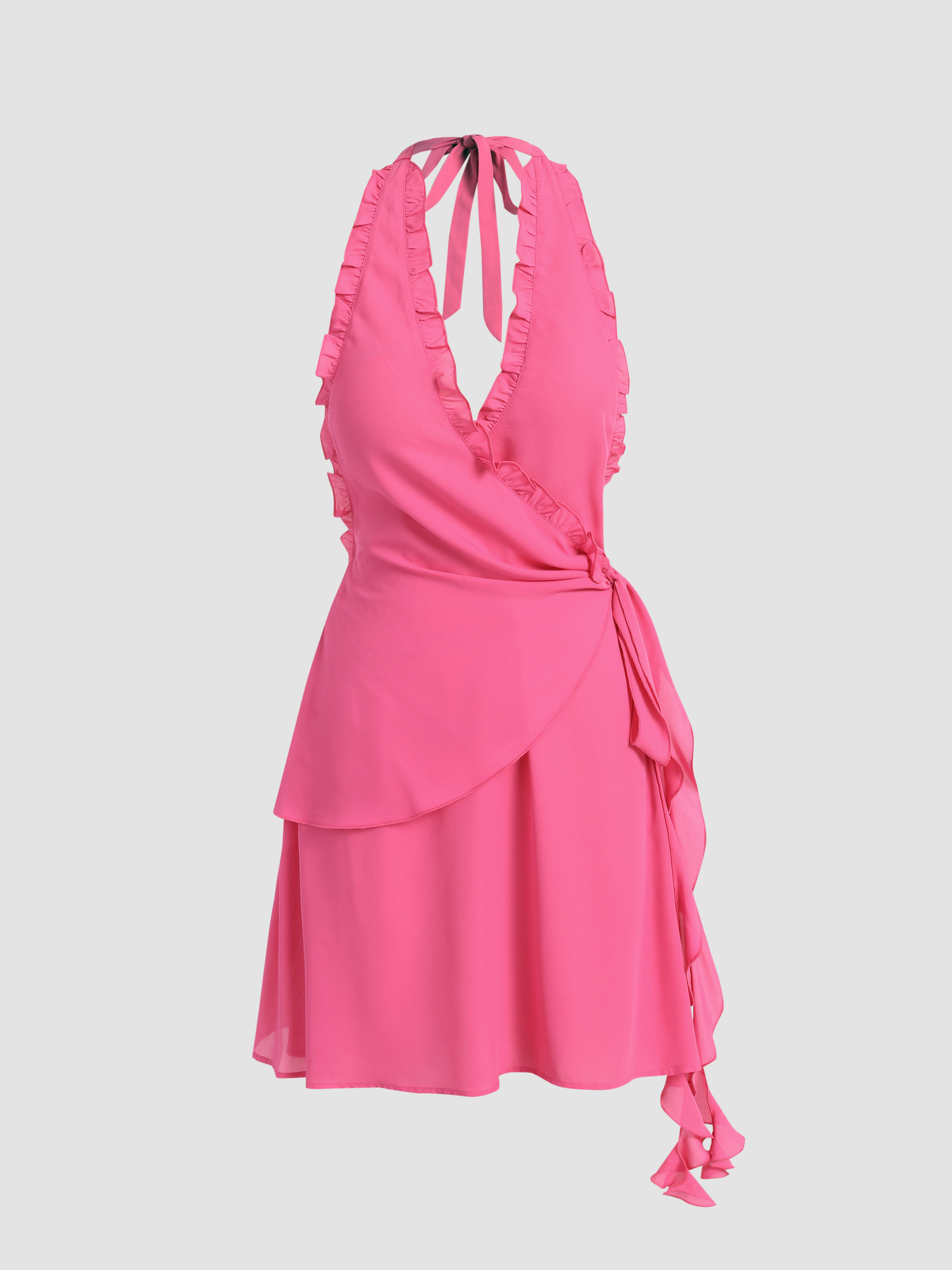 Backless Ruffle Mini Wrap Dress For Date