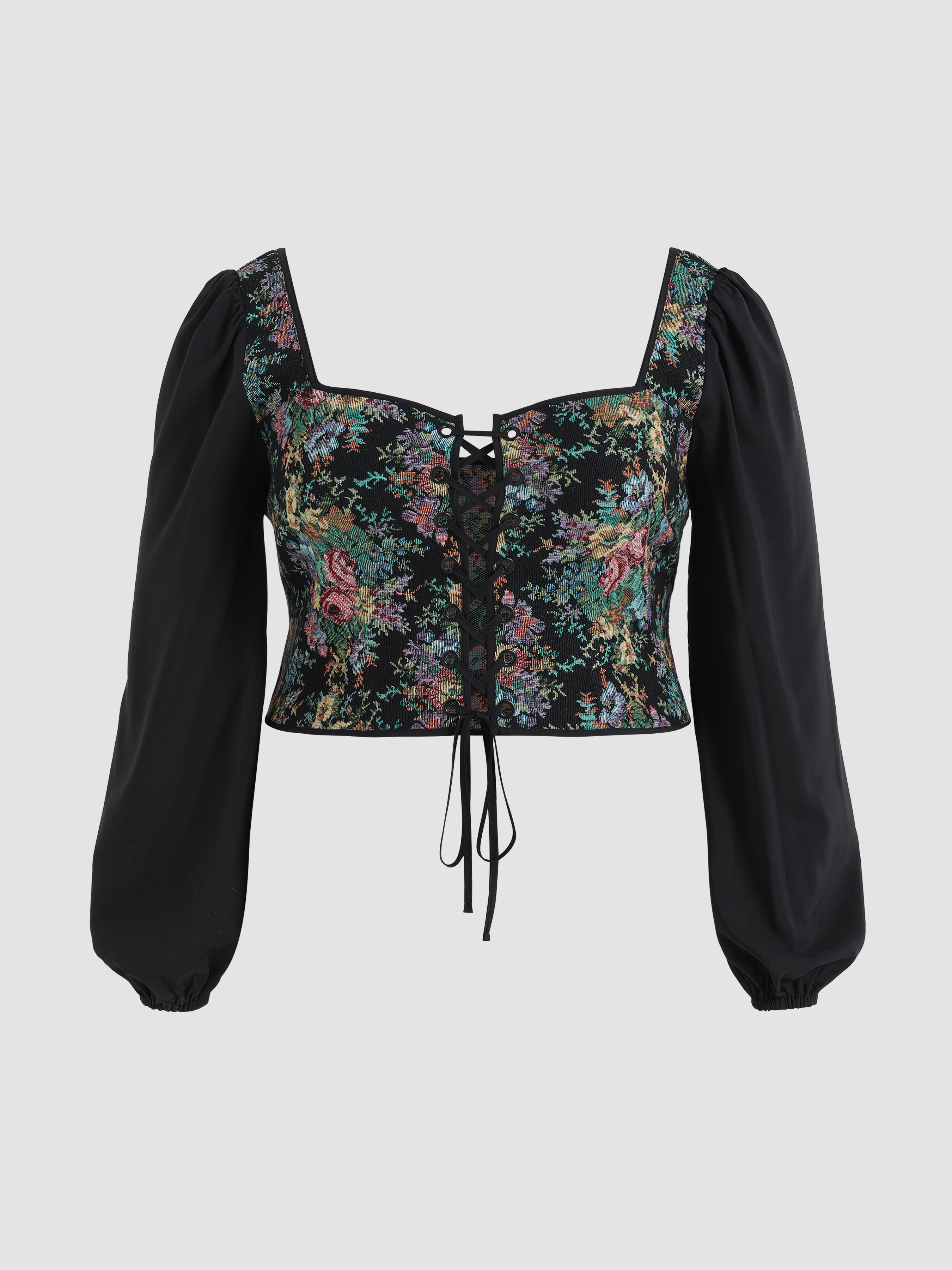 Curve & Plus Floral Lace Up Blouse