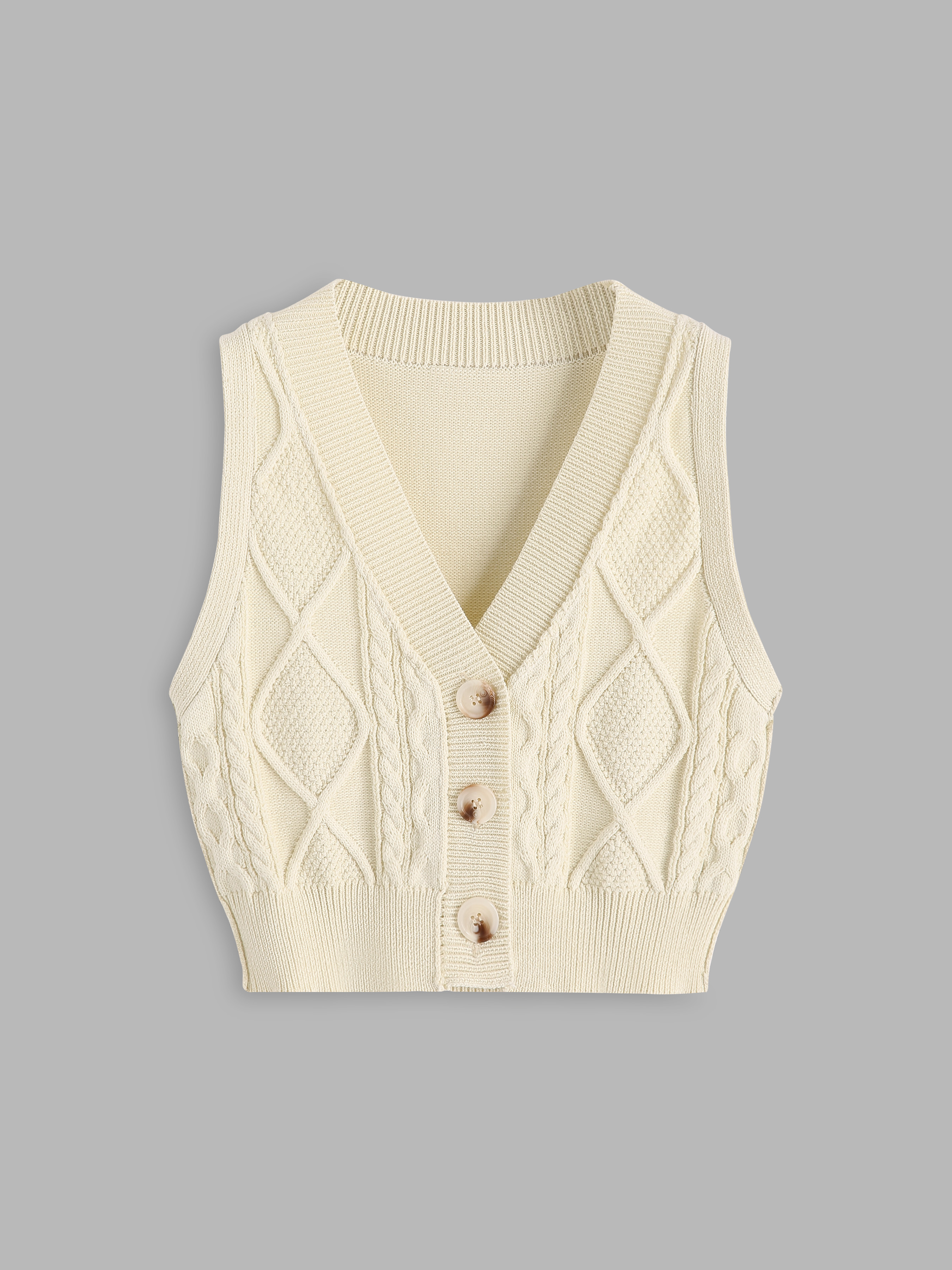 Cable Knit Button Vest Cider
