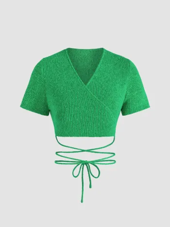 Rippstrick-Criss-Cross-Crop-Top