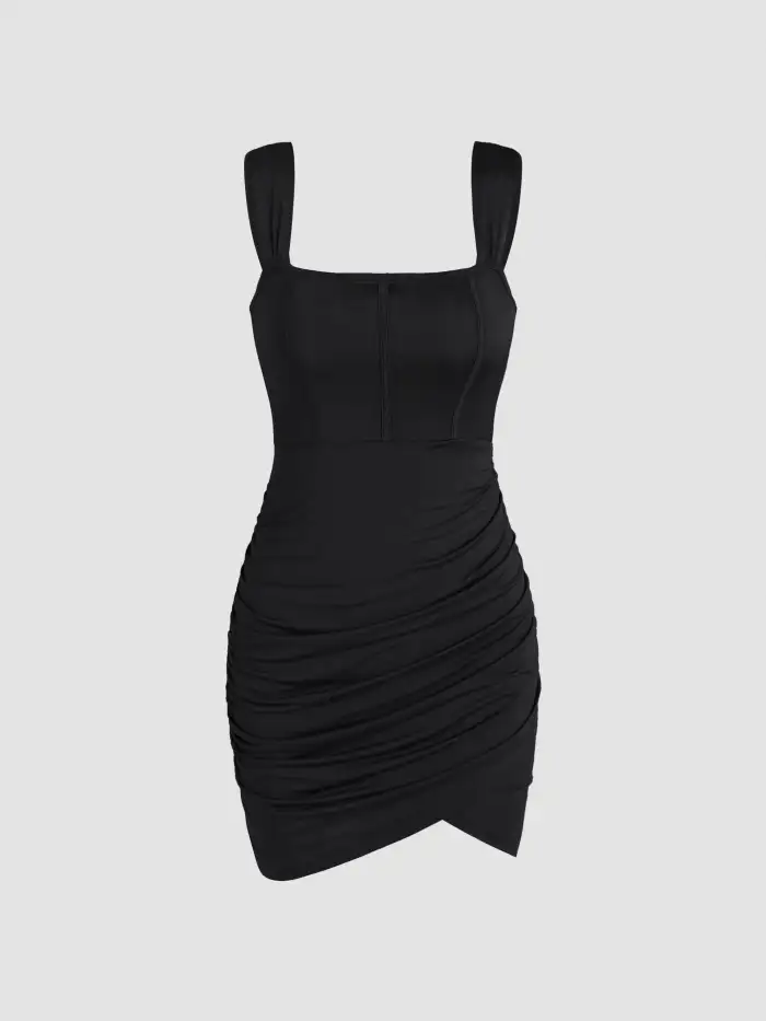 Sun Dresses Graduation Dress Grad Dresses Knit Fabric Solid Ruched Mini  Dress