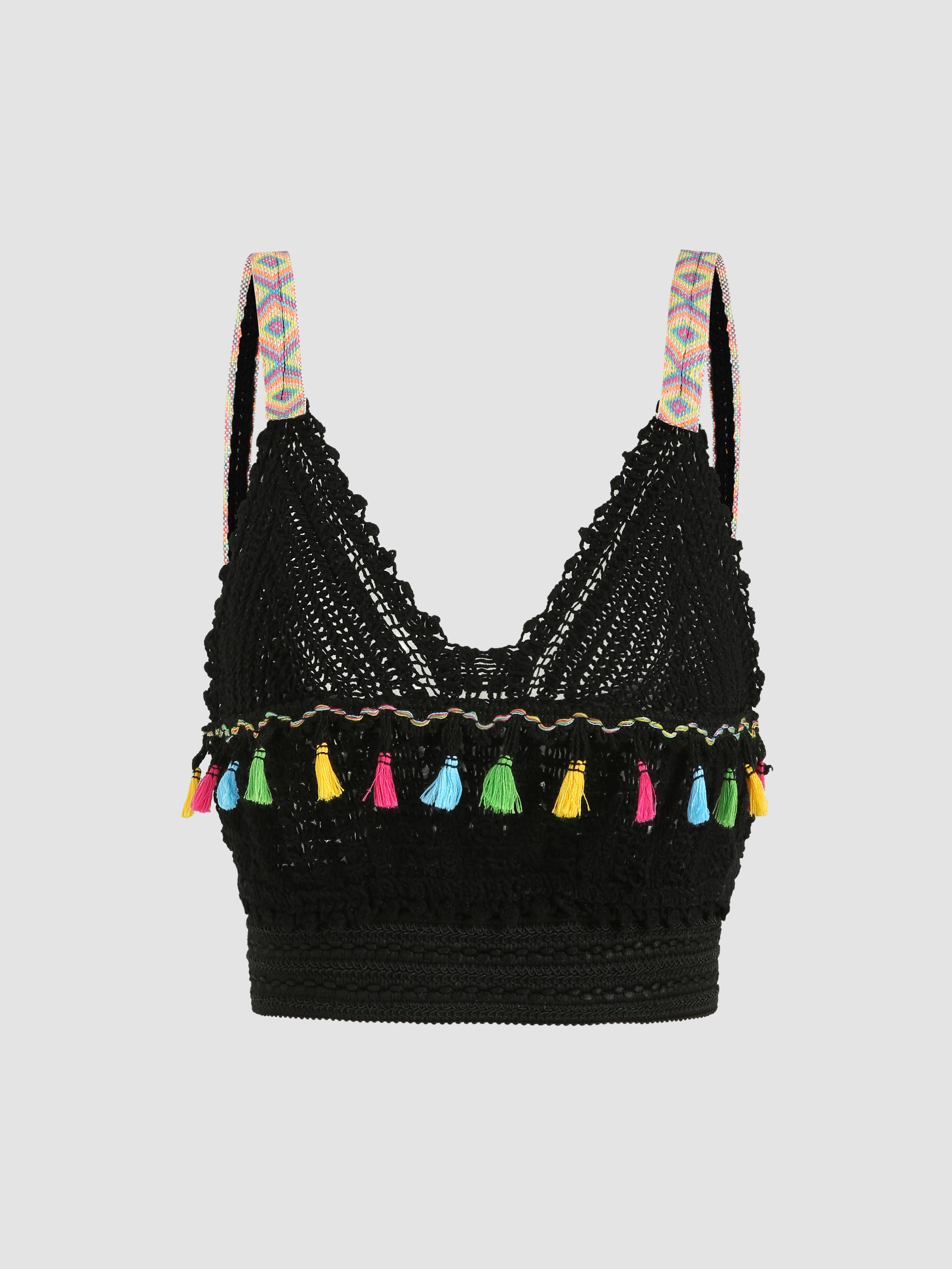 Boho Tassel Crochet Tank Top Cider