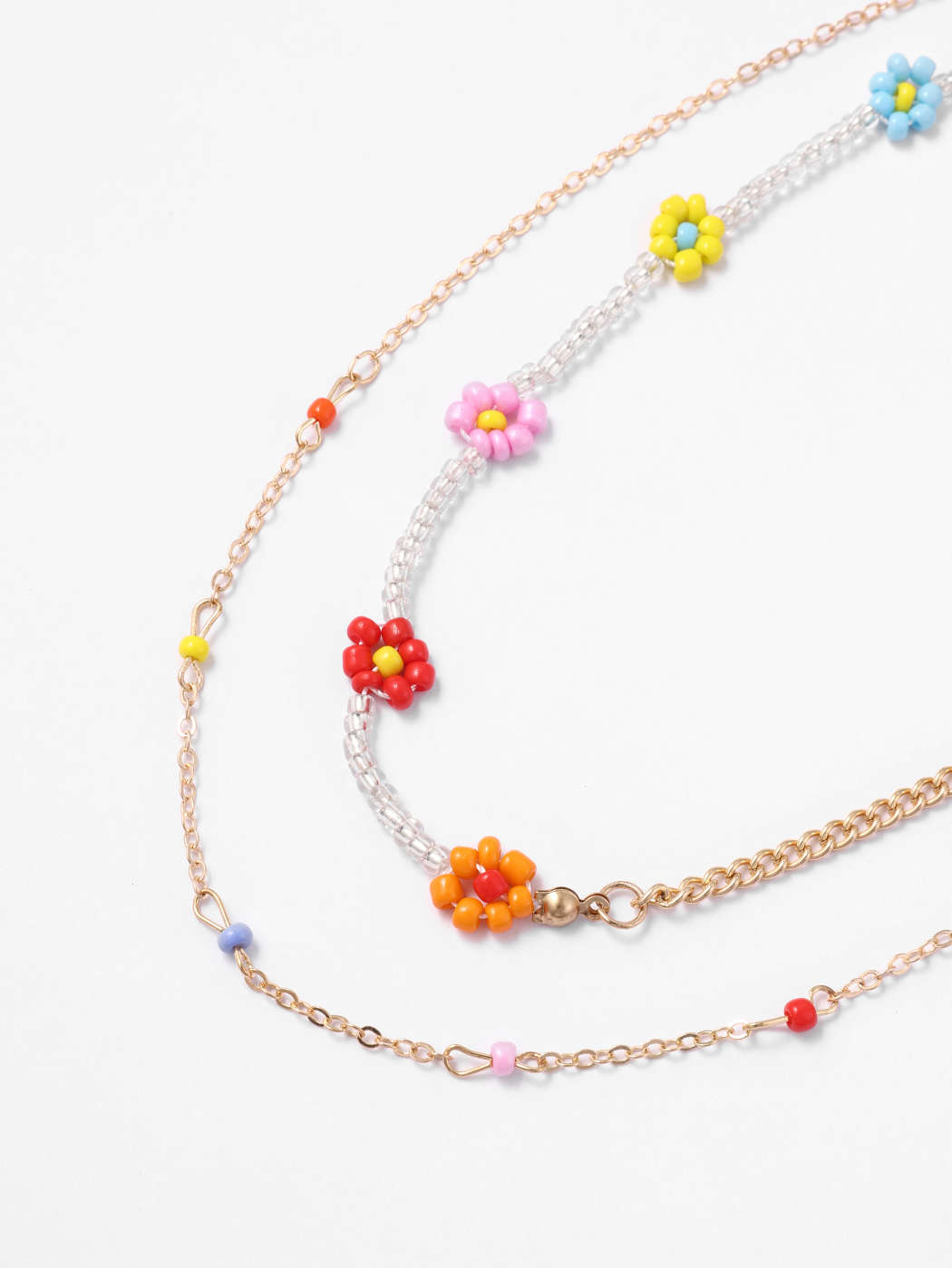Beaded Flower Decor Necklace Cider