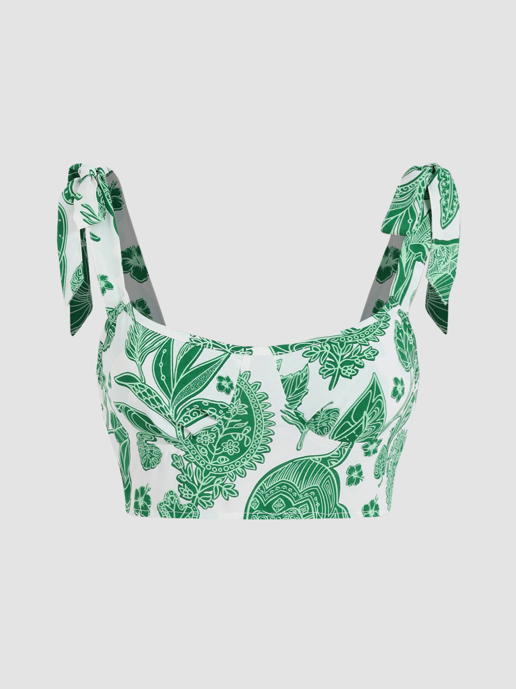 Boho Tropical & Animal Tie Shoulder Crop Tank Top