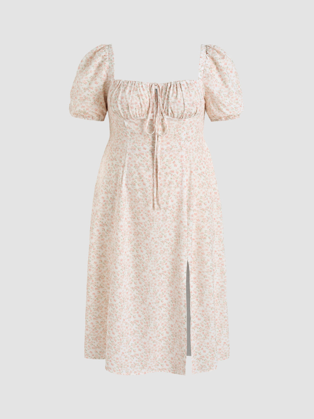 Midikleid mit Blumenmuster und eckigem Ausschnitt Kurve & Plus