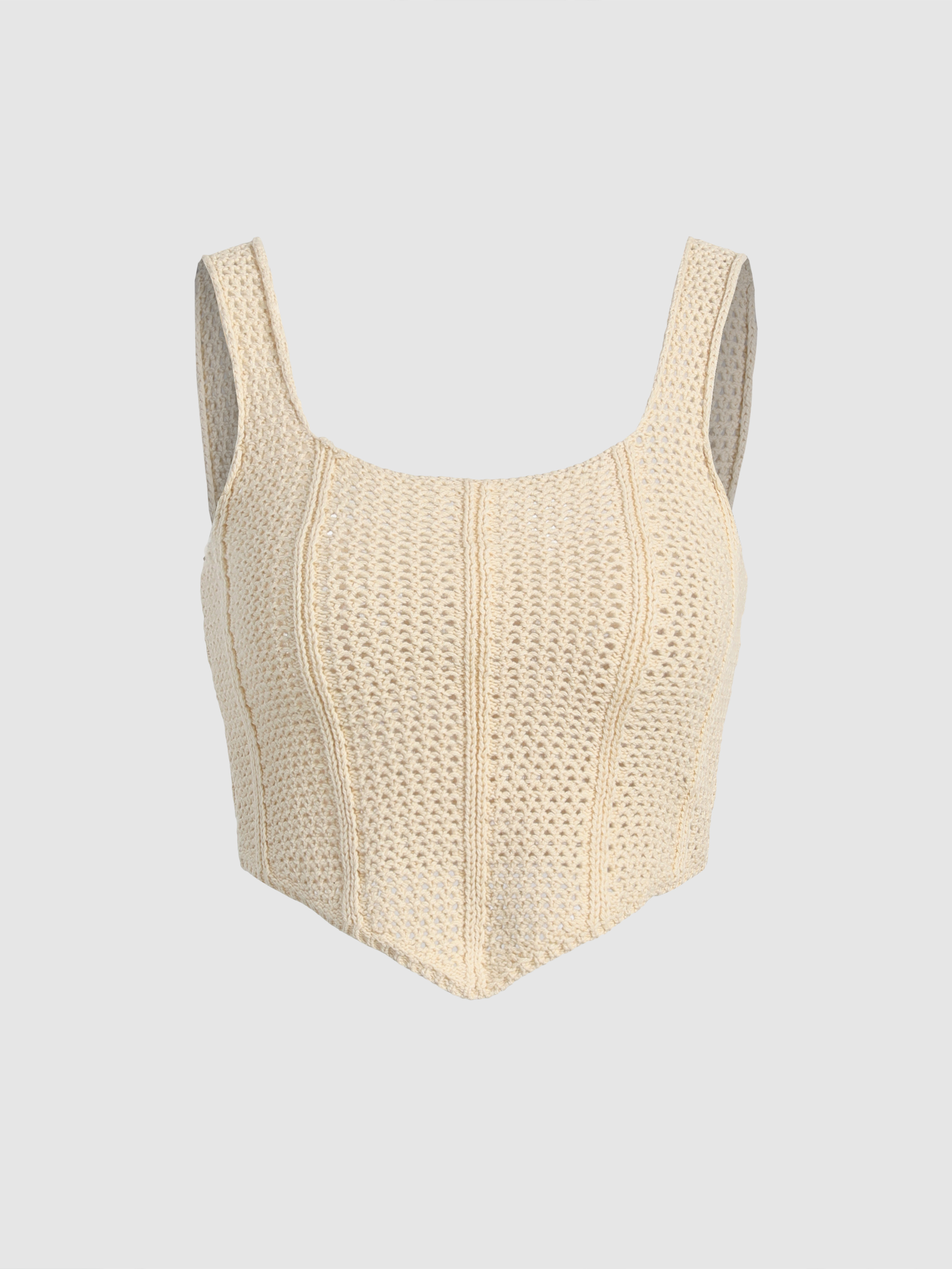 Solid Knit Corset Tank Top Cider