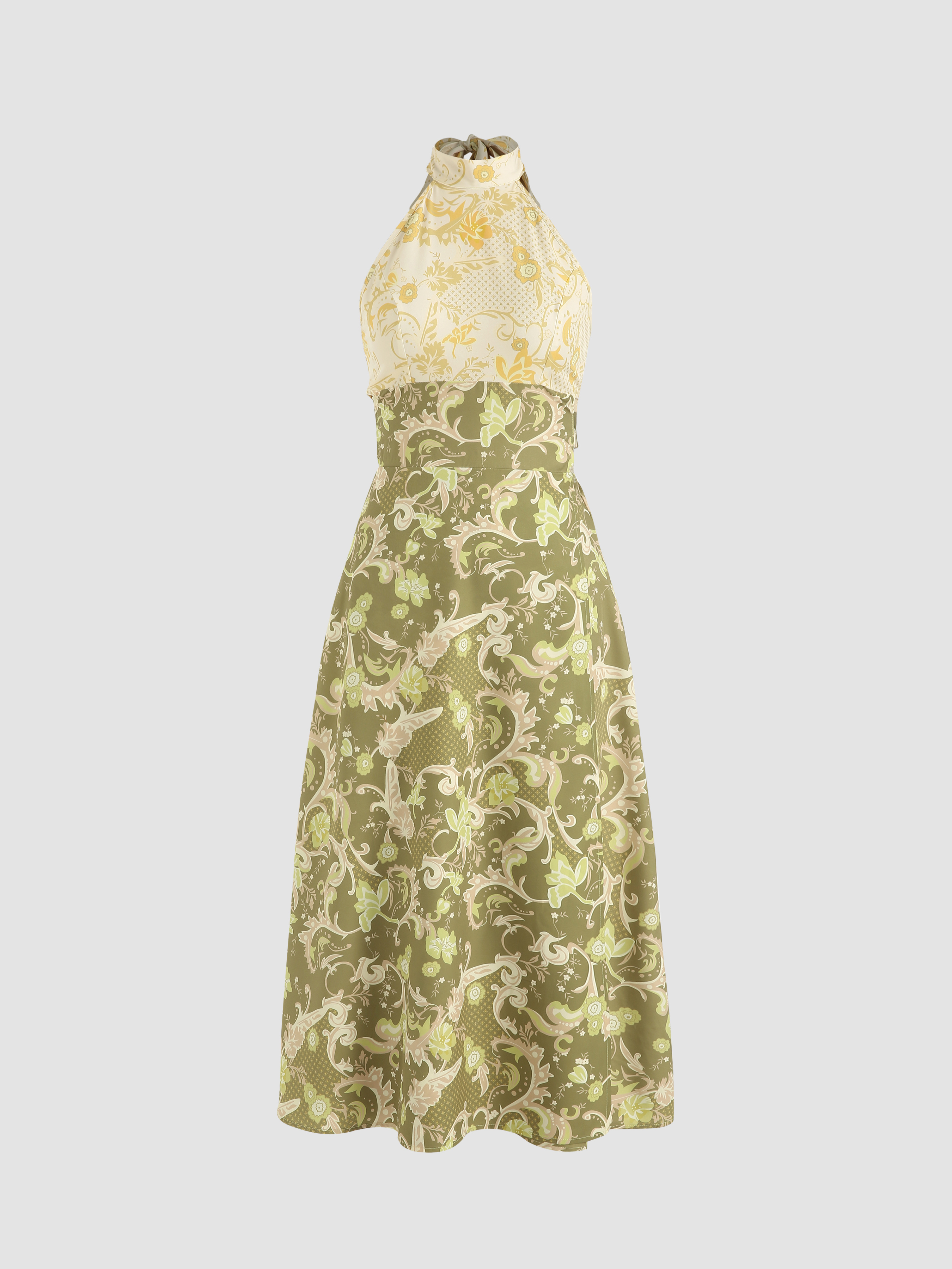 Floral Patchwork Midi Dress Cider