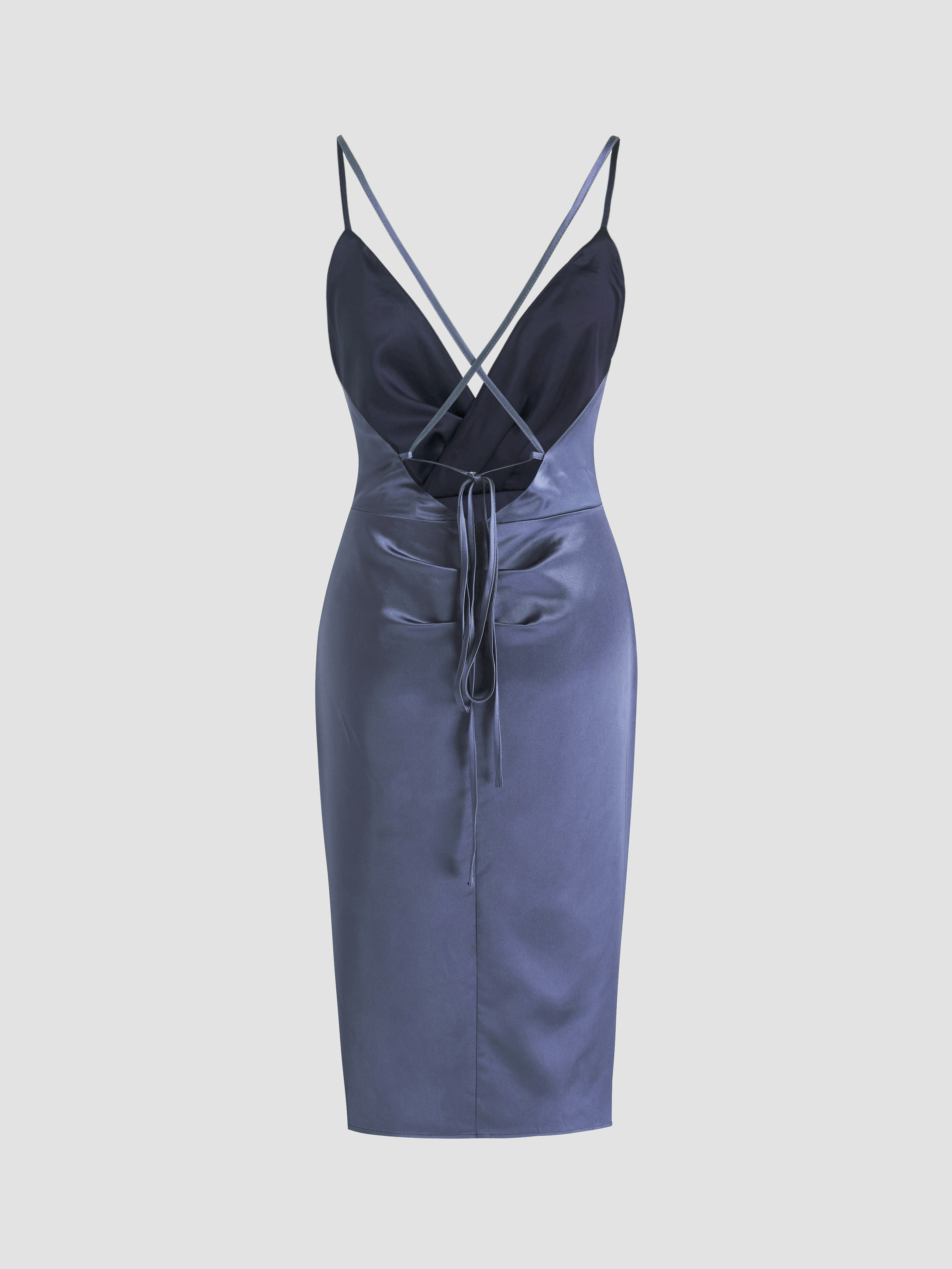 knee length dresses for ladies Ruched Mesh Midi Dress main image 1