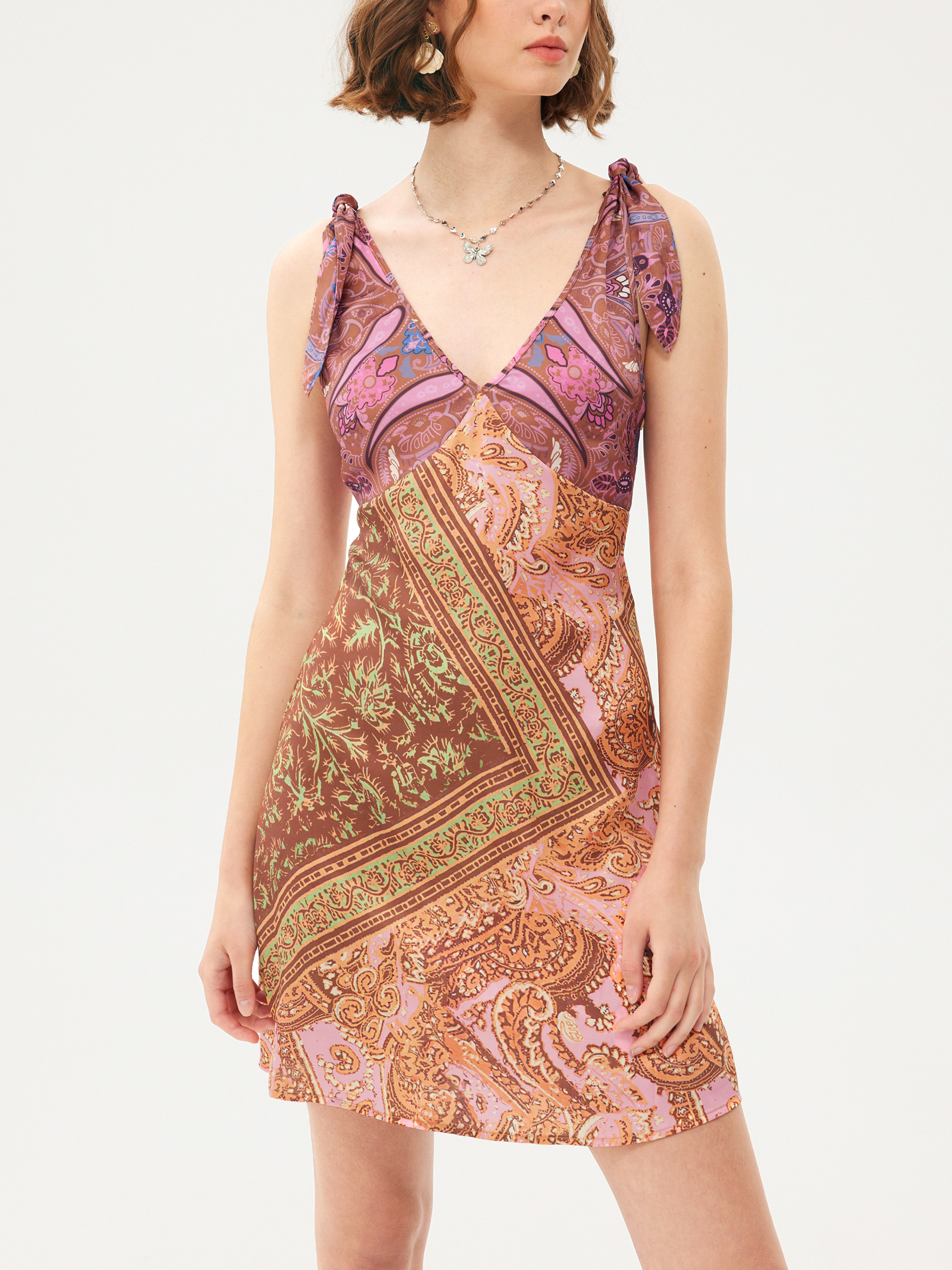 Paisley Print Mini Dress For Daily Casual Date