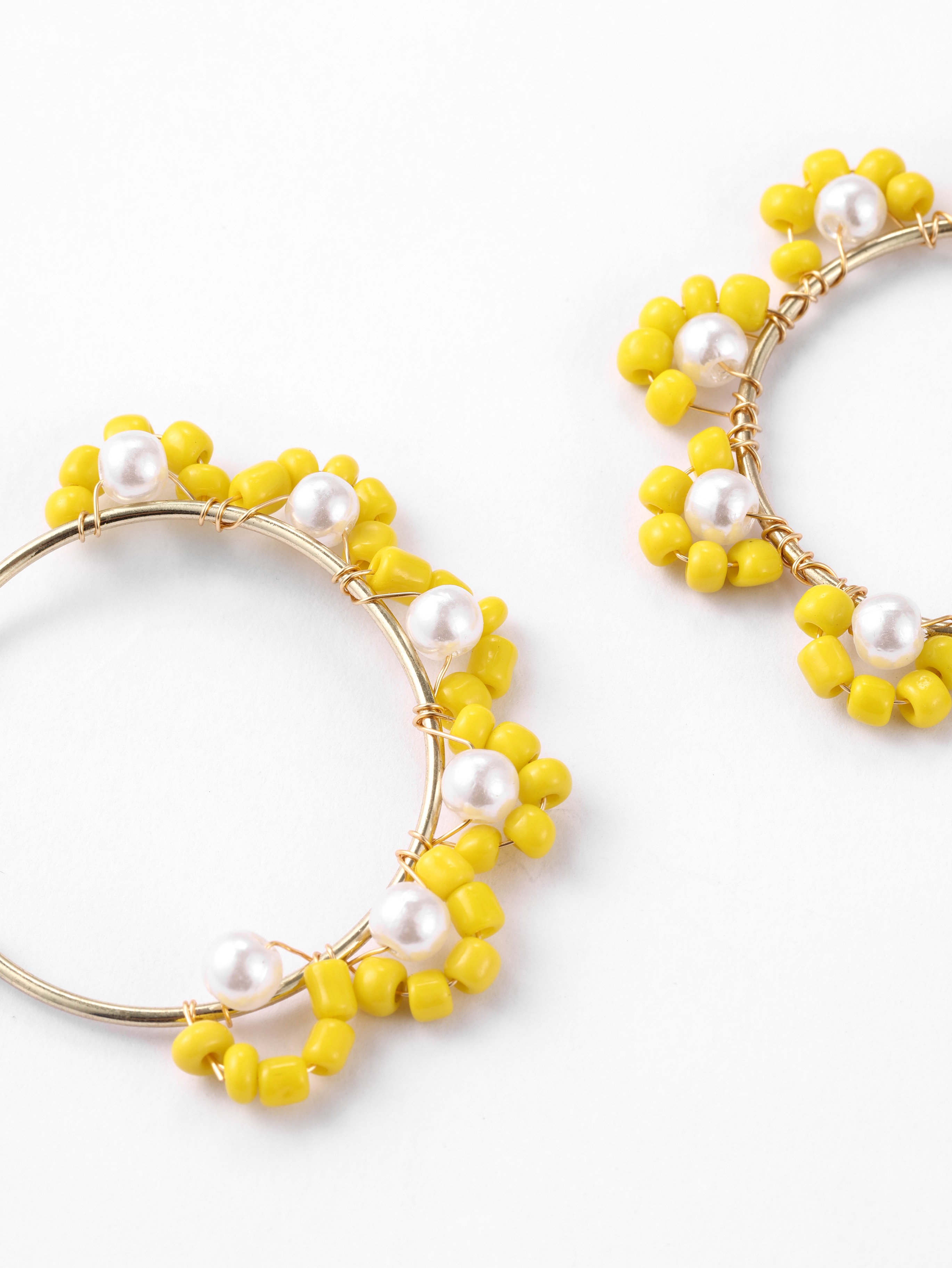 Faux pearl sale hoop earrings