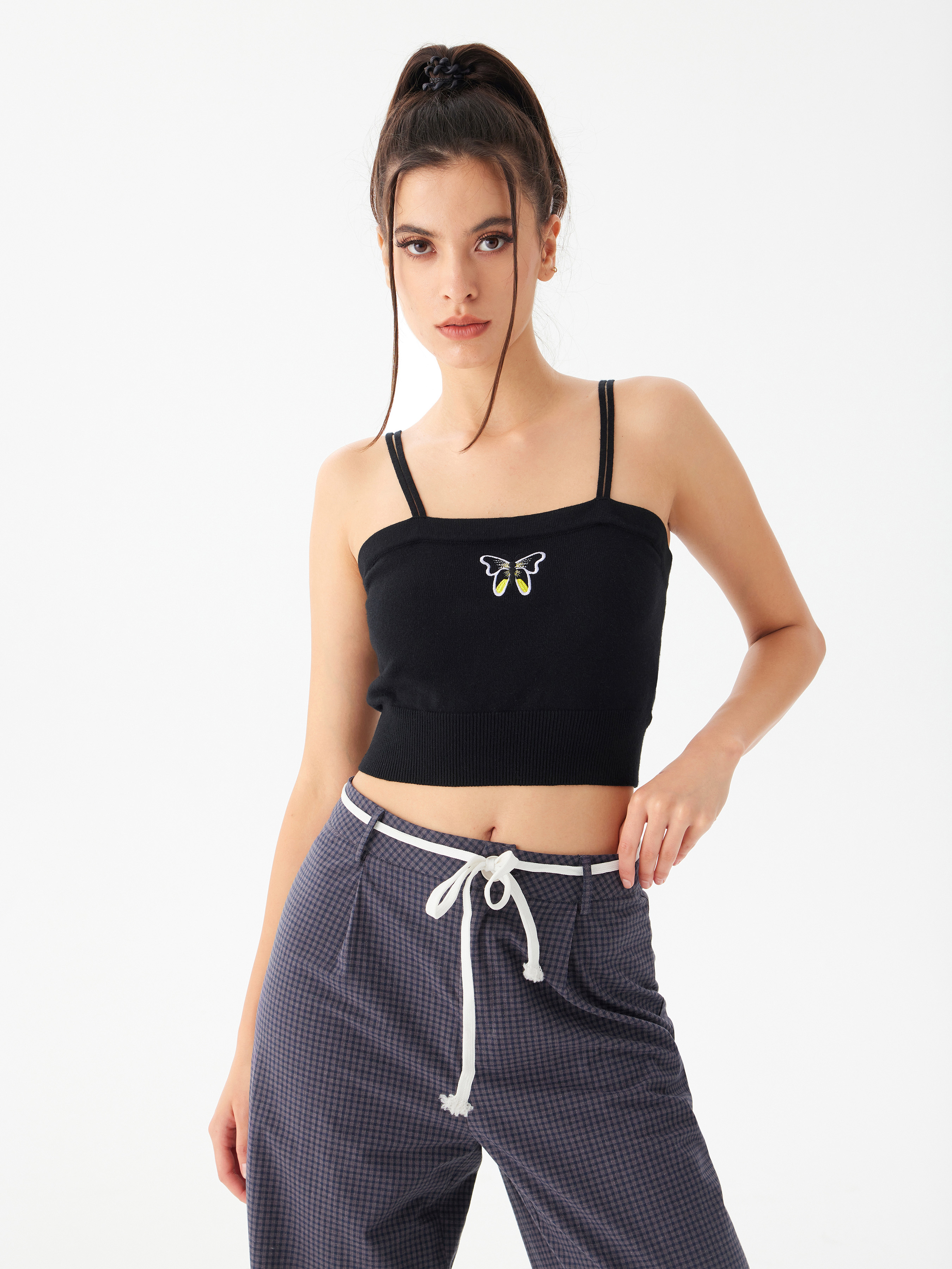 トップス butterfly knit camisole 90 S Graphic Strappy Cami