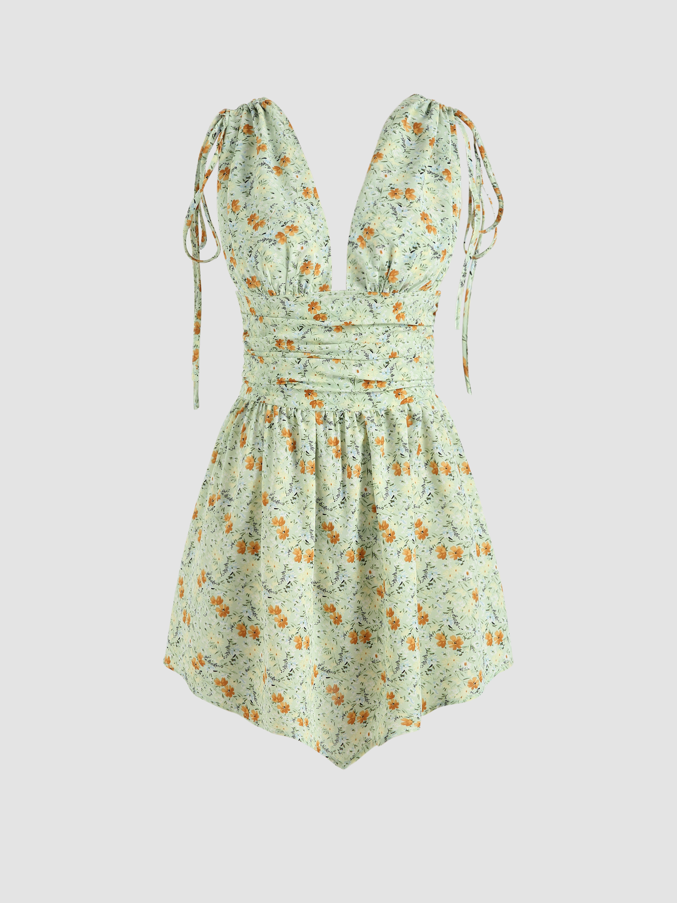 Ditsy Floral Ruched Mini Dress Cider