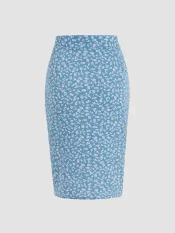  Ditsy Blumenmuster Kordelzug Midirock